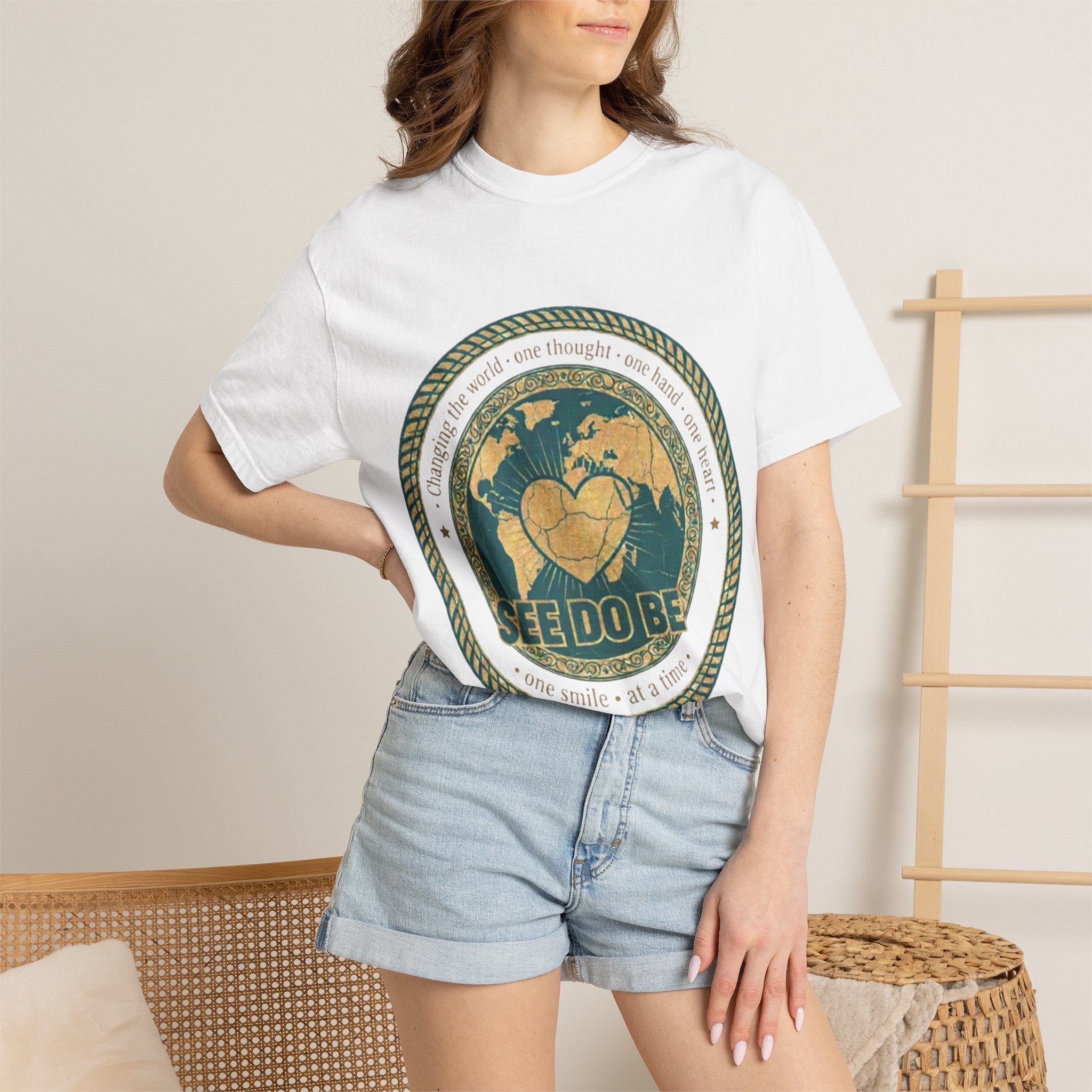 See Do Be World Heart T-Shirt — Eco Vibe Graphic Tee - Good Life Goods