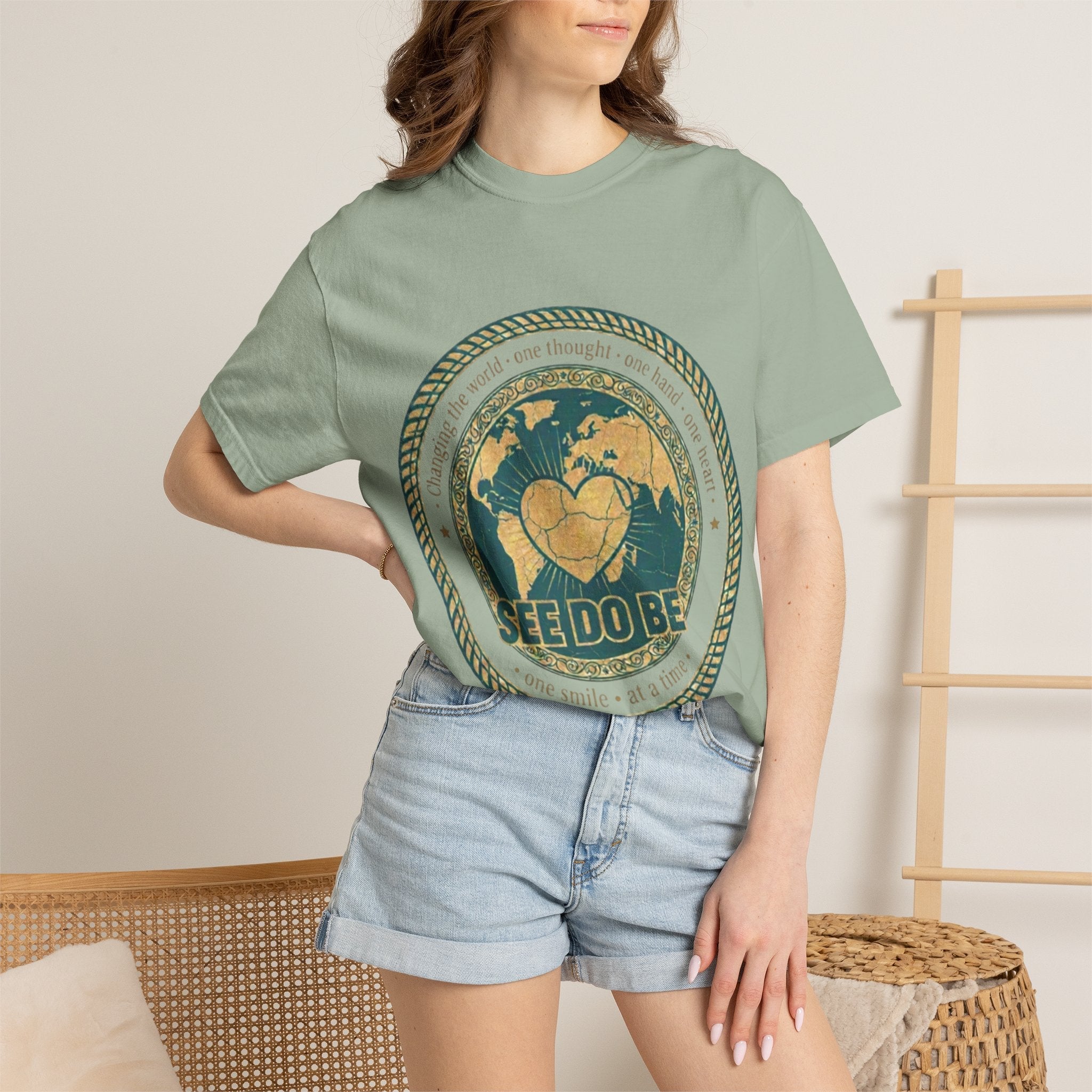 See Do Be World Heart T-Shirt — Eco Vibe Graphic Tee - Good Life Goods