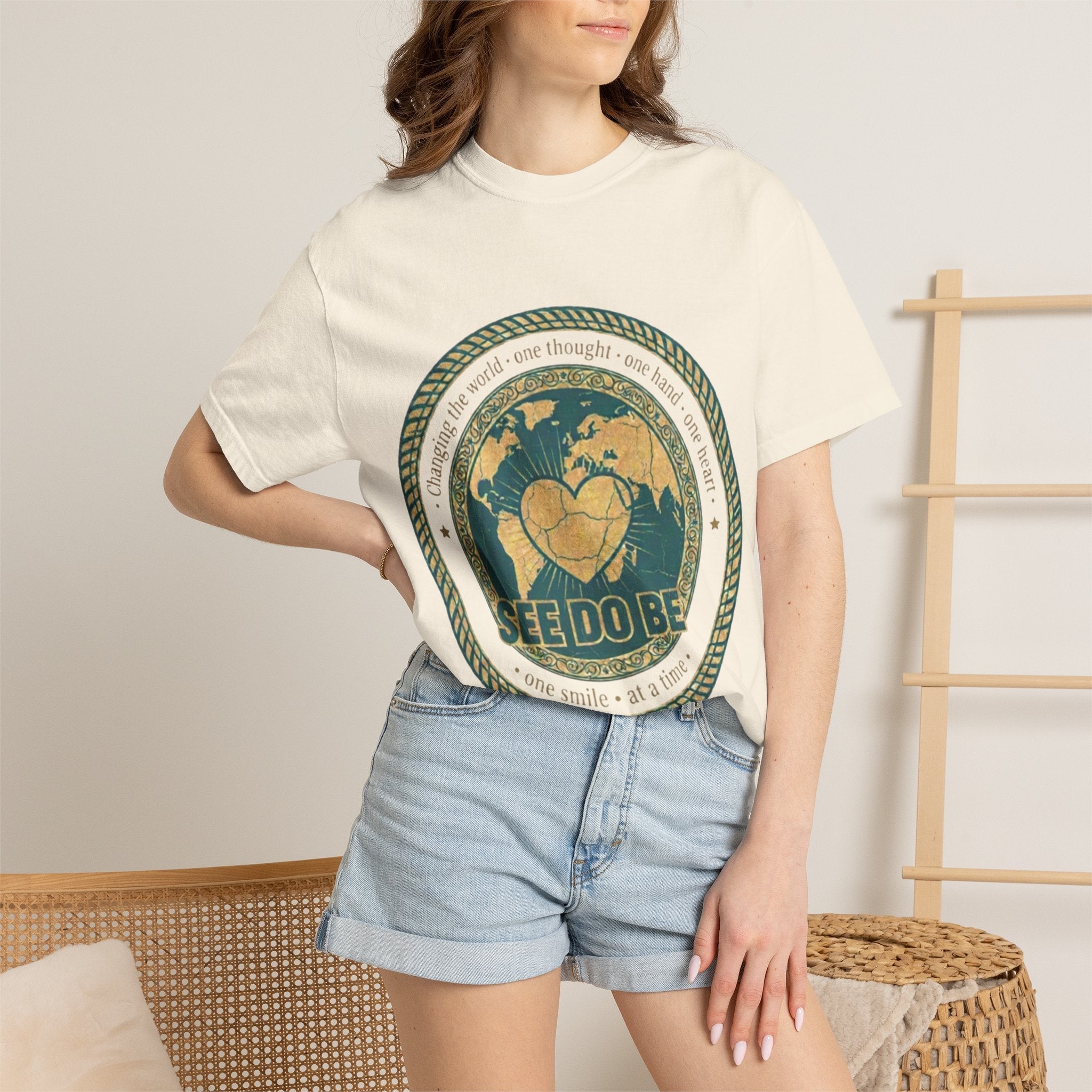 See Do Be World Heart T-Shirt — Eco Vibe Graphic Tee - Good Life Goods