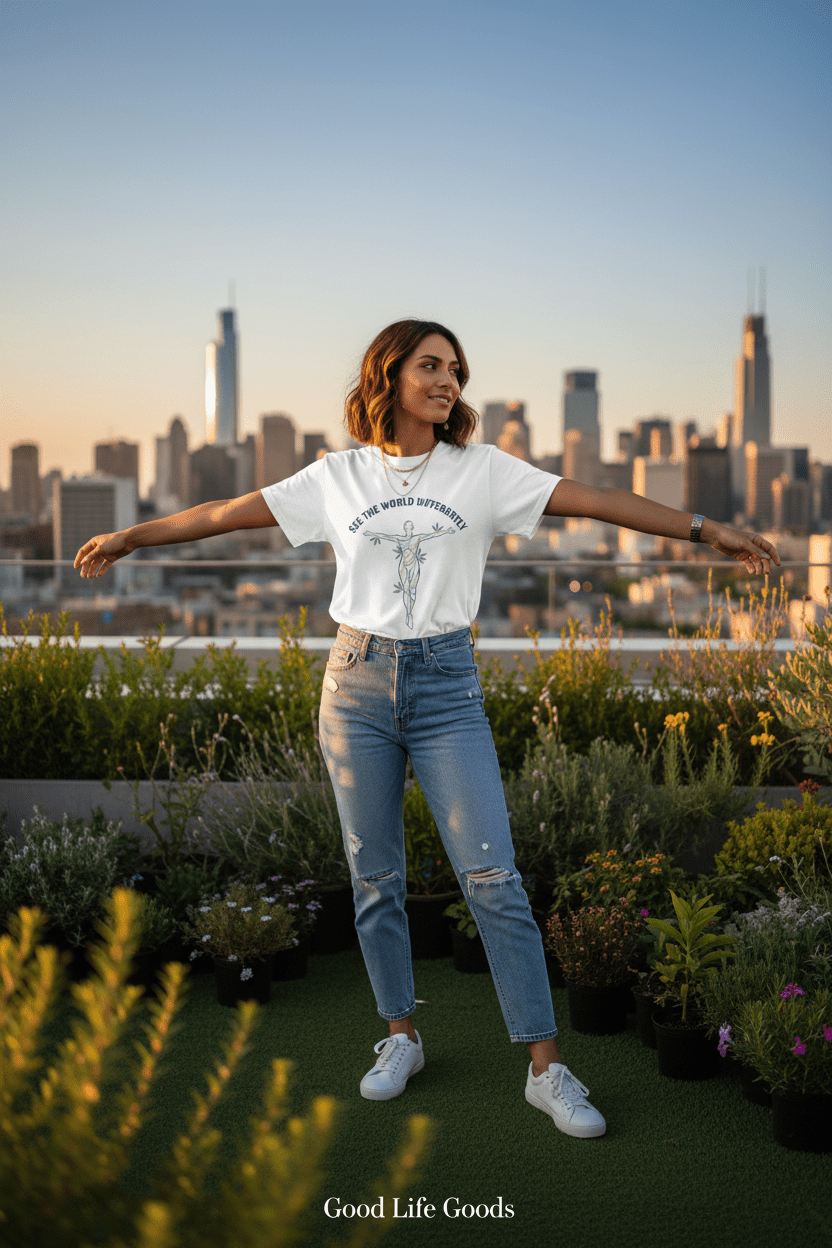 See the World Differently T-Shirt — Botanical Figure Graphic Tee - Good Life Goods