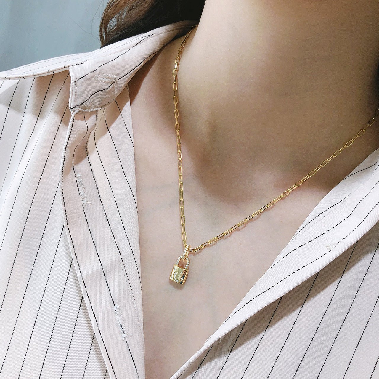 Silver Lock Chain Necklace - Good Life Goods