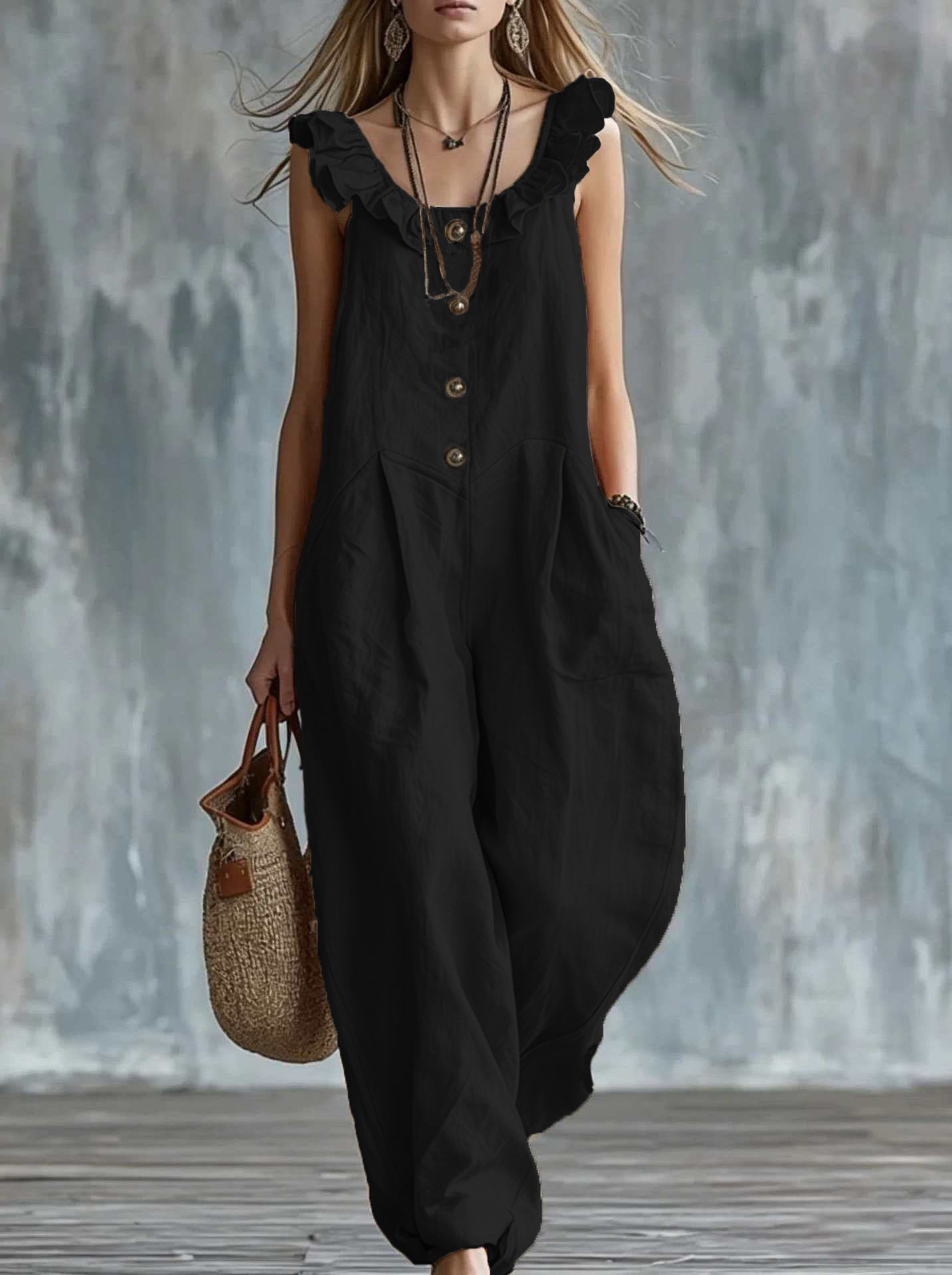 Sleeveless Button Jumpsuit - Good Life Goods