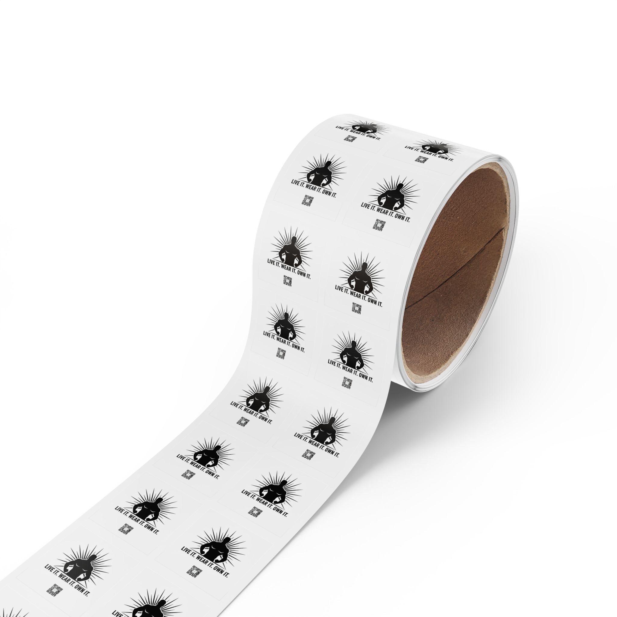 Square Sticker Rolls — “Live It. Wear It. Own It.” Logo Labels for Apparel Brands - Good Life Goods