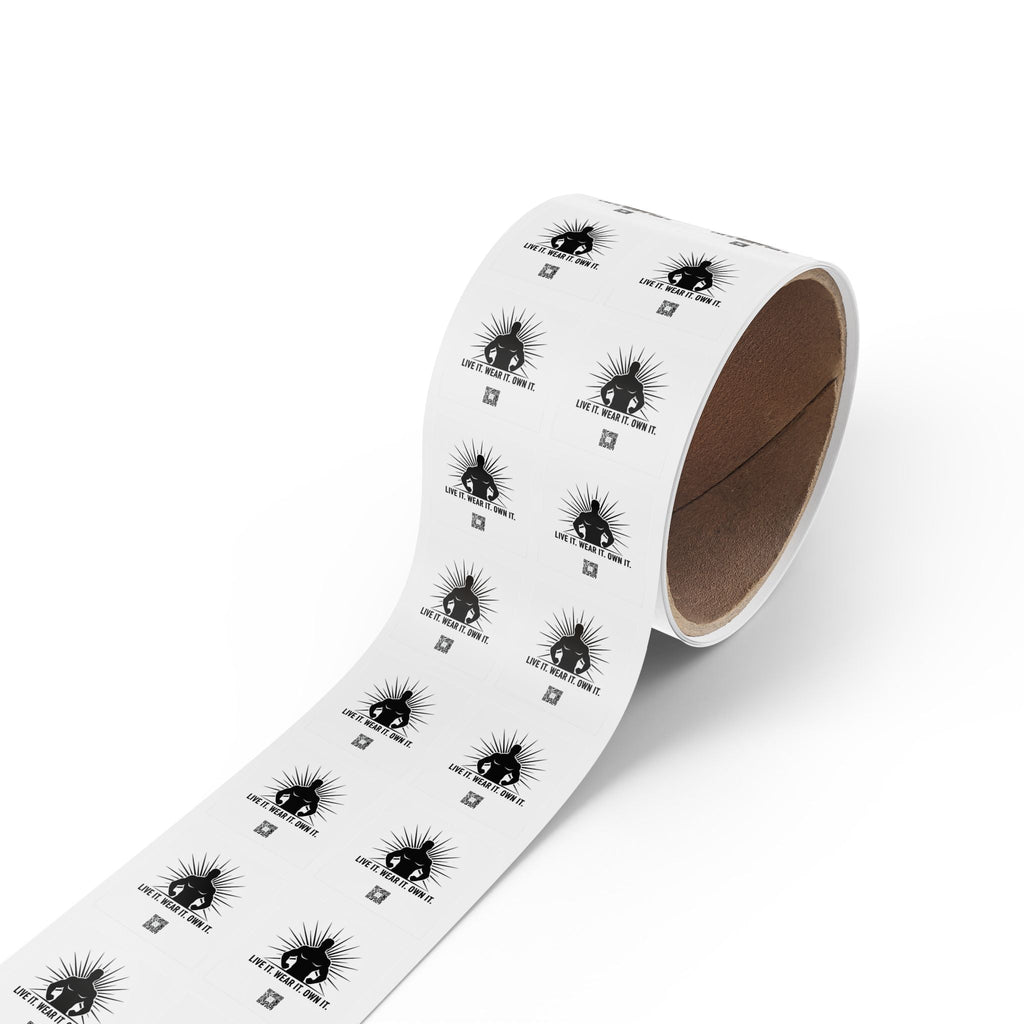 Square Sticker Rolls — “Live It. Wear It. Own It.” Logo Labels for Apparel Brands - Good Life Goods