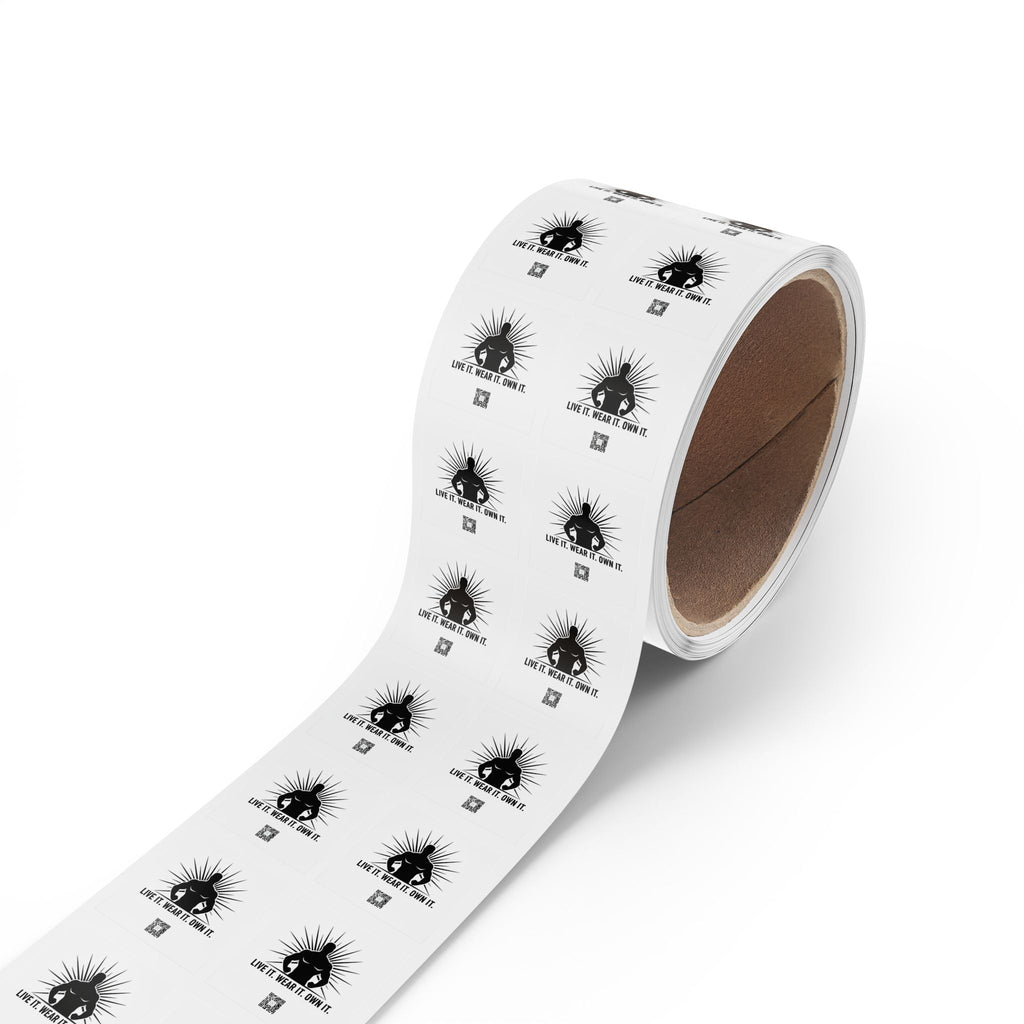 Square Sticker Rolls — “Live It. Wear It. Own It.” Logo Labels for Apparel Brands - Good Life Goods