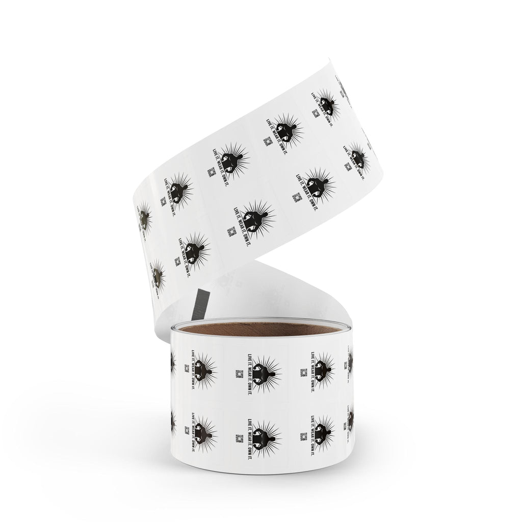 Square Sticker Rolls — “Live It. Wear It. Own It.” Logo Labels for Apparel Brands - Good Life Goods