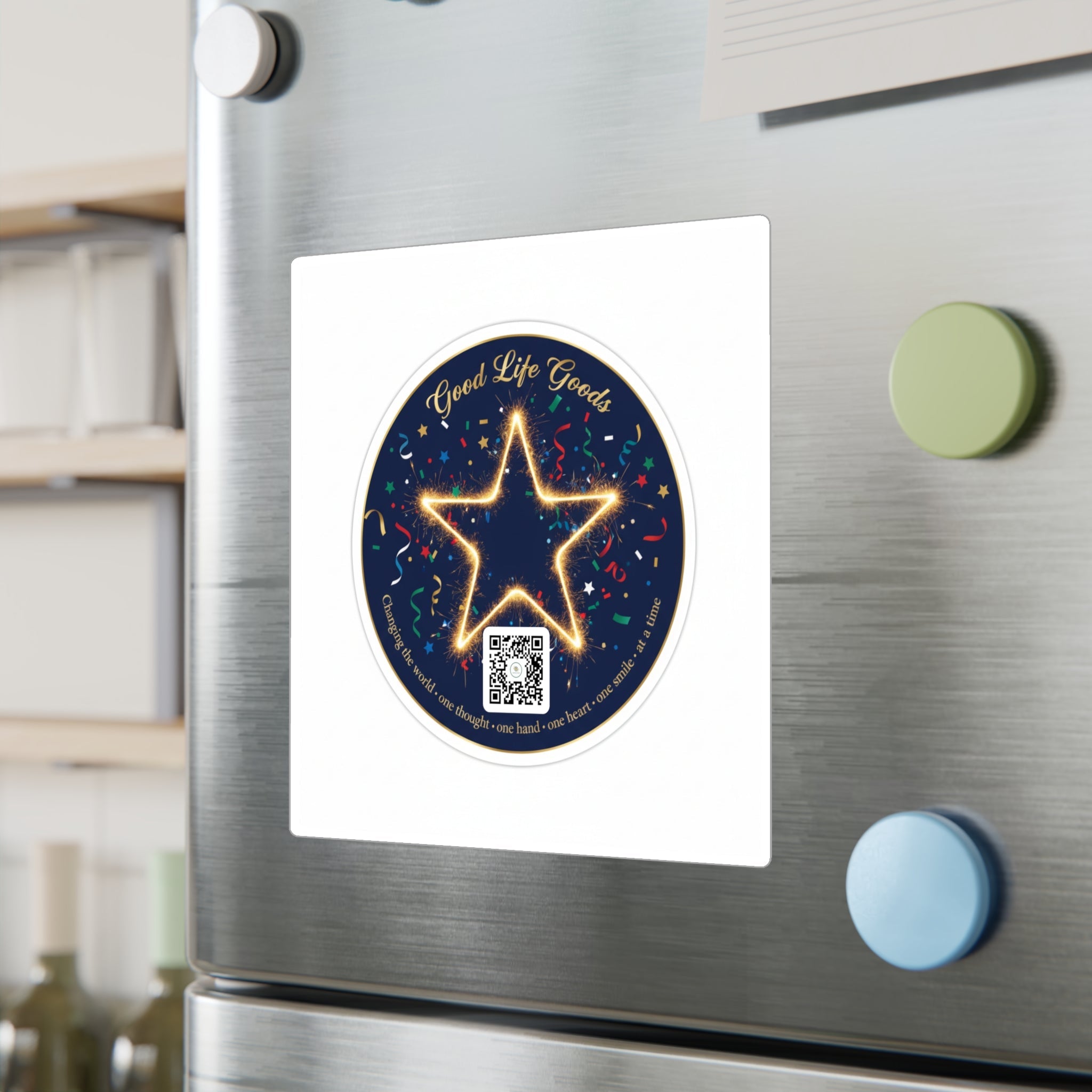 Star Neon Kiss-Cut Vinyl Sticker — "Good Life Goods" Round Decal - Good Life Goods