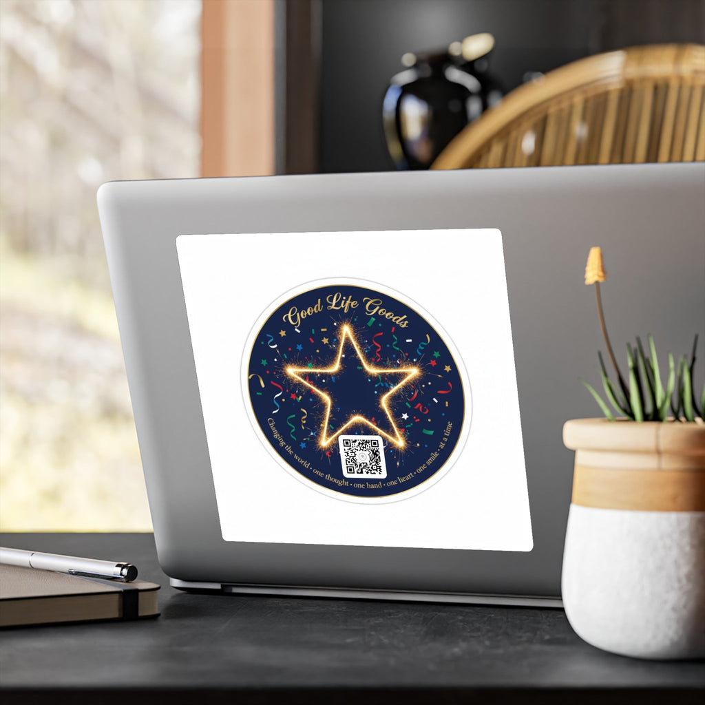 Star Neon Kiss-Cut Vinyl Sticker — "Good Life Goods" Round Decal - Good Life Goods