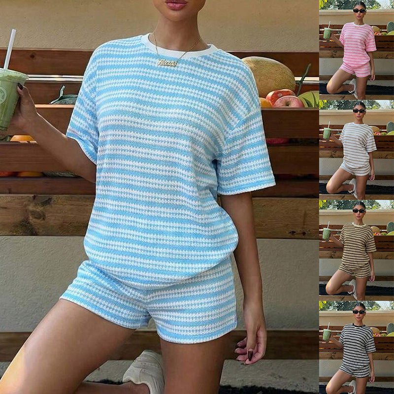 Striped Crew - Neck Shorts Set - Good Life Goods