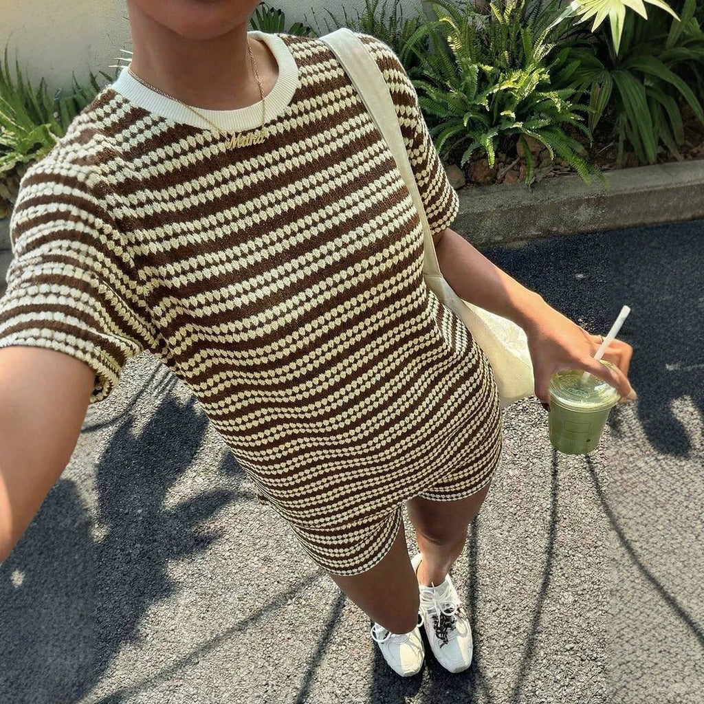 Striped Crew - Neck Shorts Set - Good Life Goods