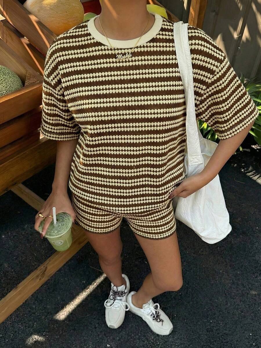 Striped Crew - Neck Shorts Set - Good Life Goods