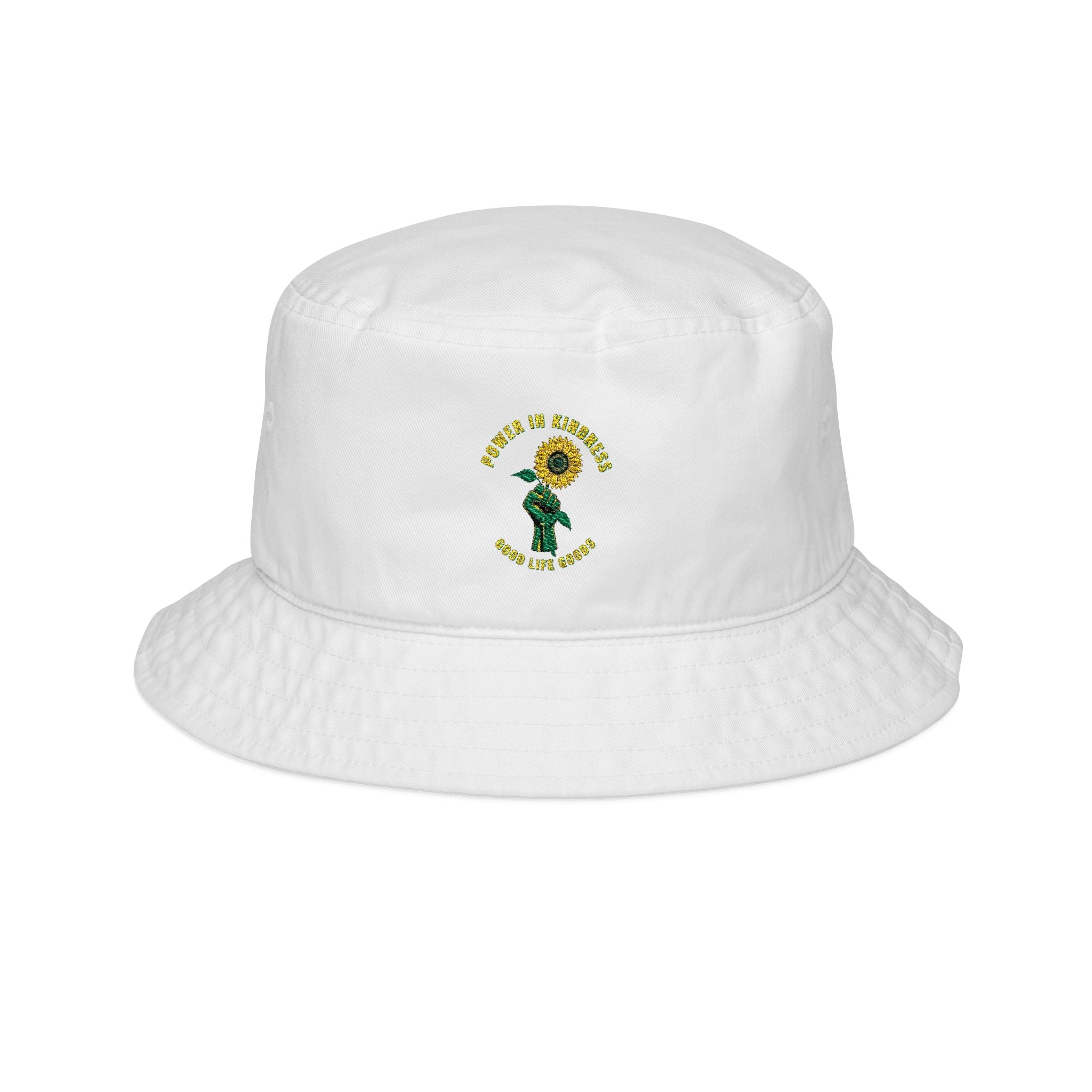 Sunflower Ribbon Bucket Hat — Cancer Awareness Floral Embroidered Hat - Good Life Goods