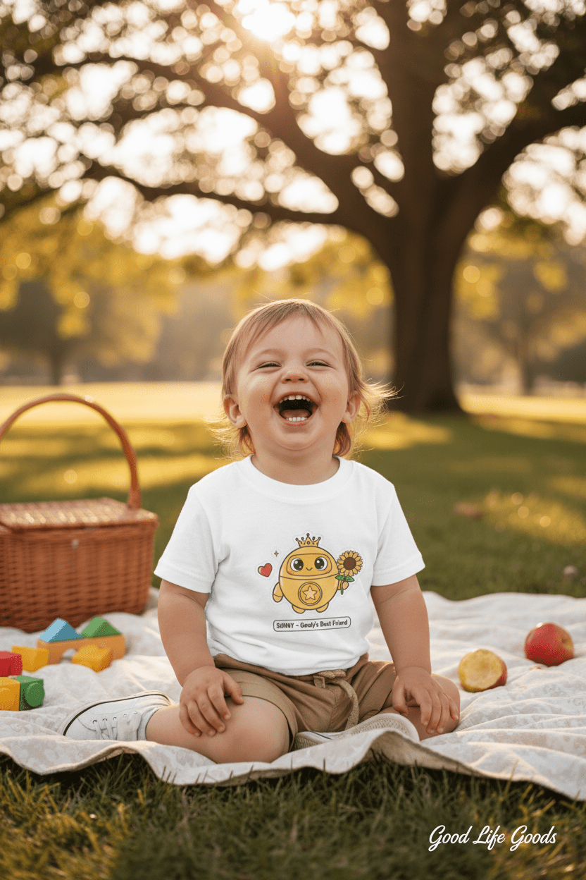 Sunny Robot Toddler T-Shirt — Goody's Best Friend Sunflower Character Tee - Good Life Goods
