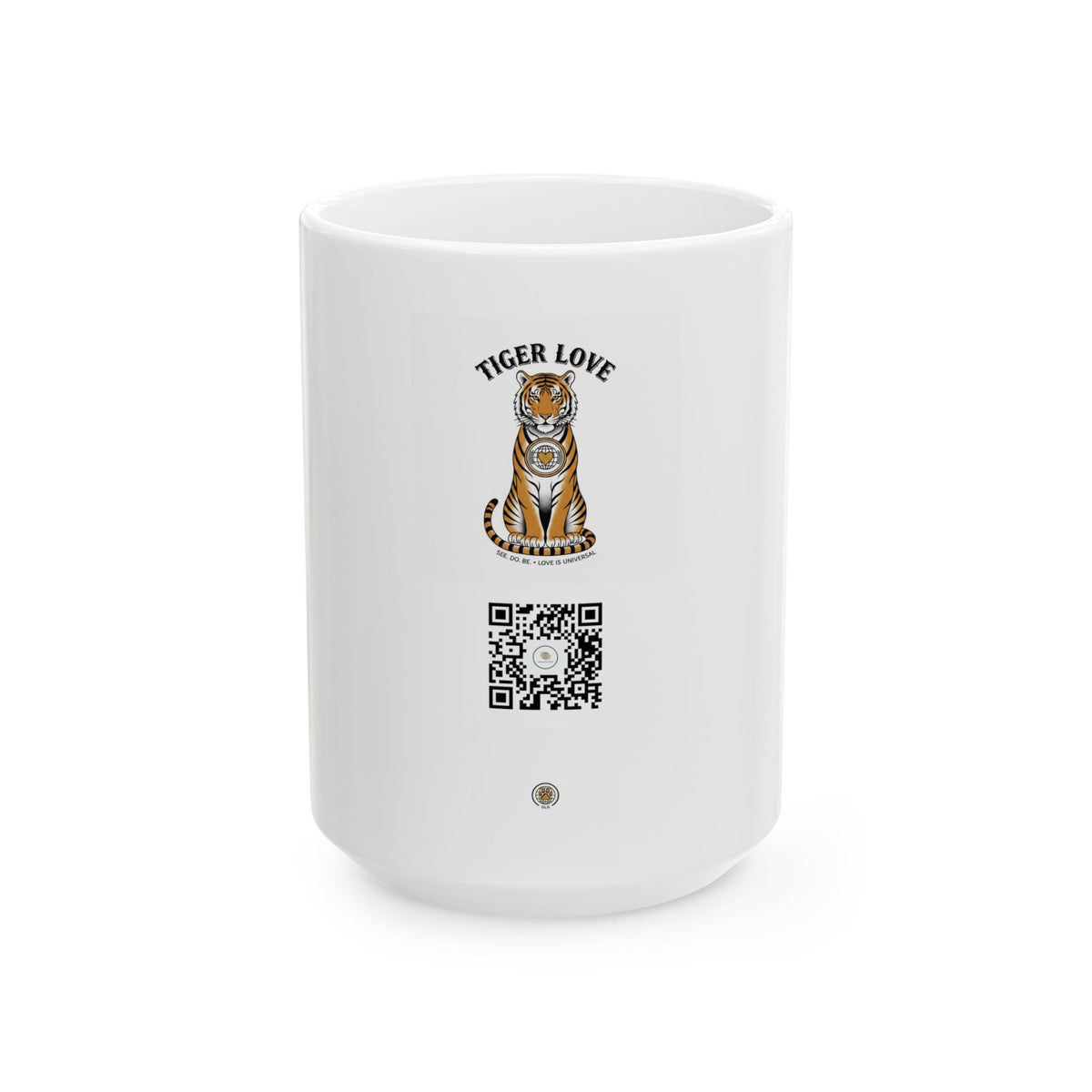 Tiger Love Ceramic Mug (11oz, 15oz) — Cute Tiger Graphic & QR Code Coffee Cup - Good Life Goods