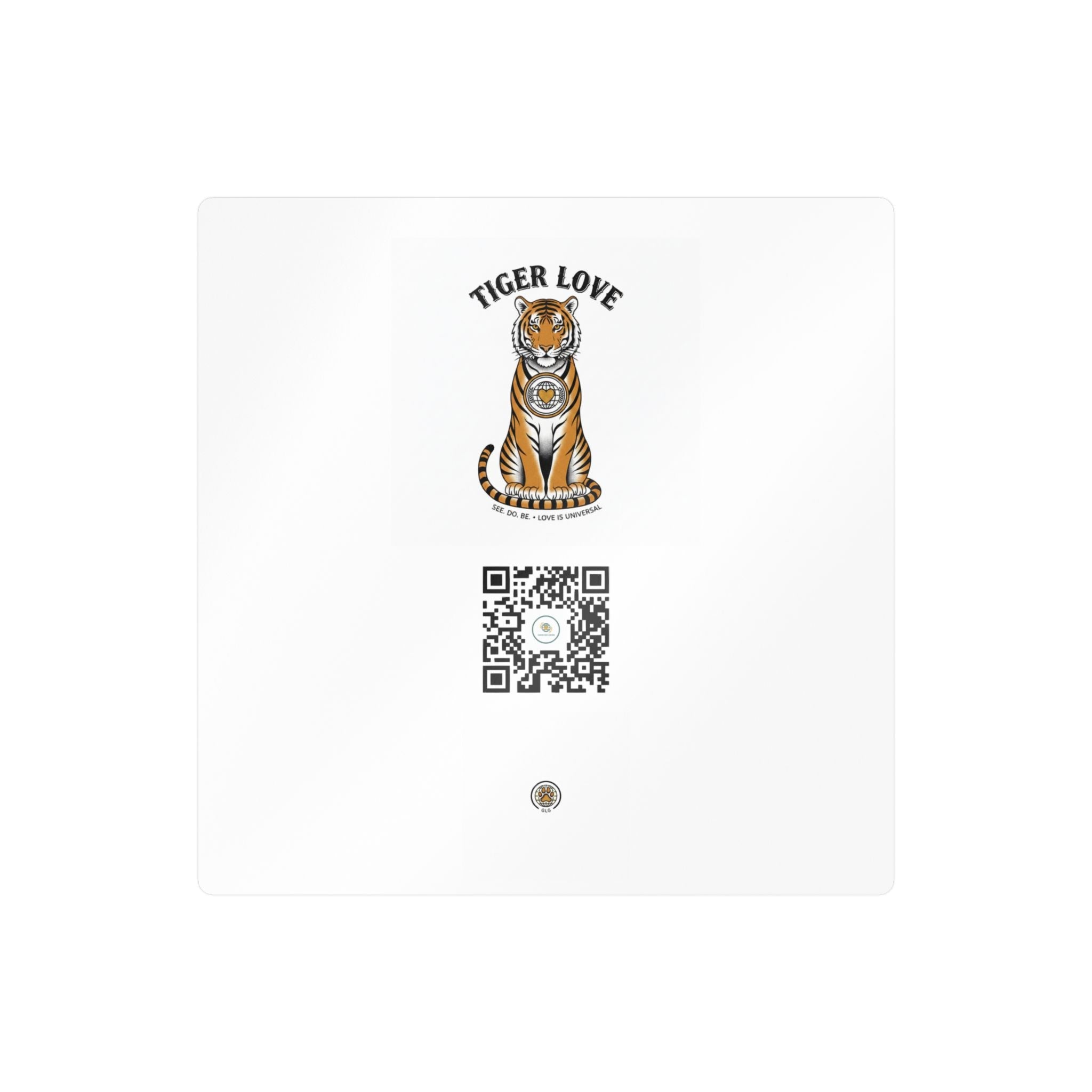 Tiger Love Kiss-Cut Vinyl Decal — QR Code Sticker for Laptops, Water Bottles & Windows - Good Life Goods