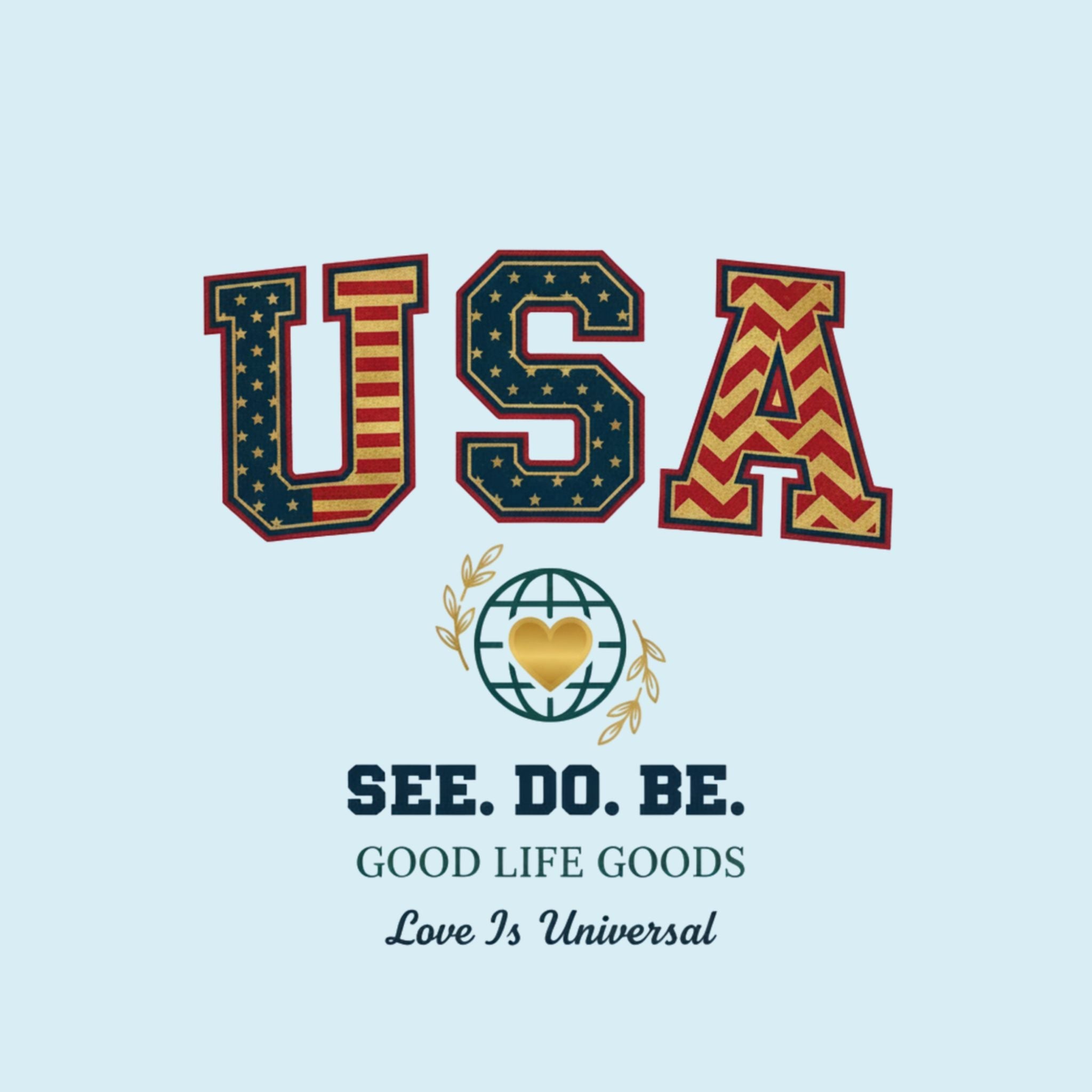 USA Explorer Sling Bag — Embroidered "SEE. DO. BE." Travel Crossbody - Good Life Goods