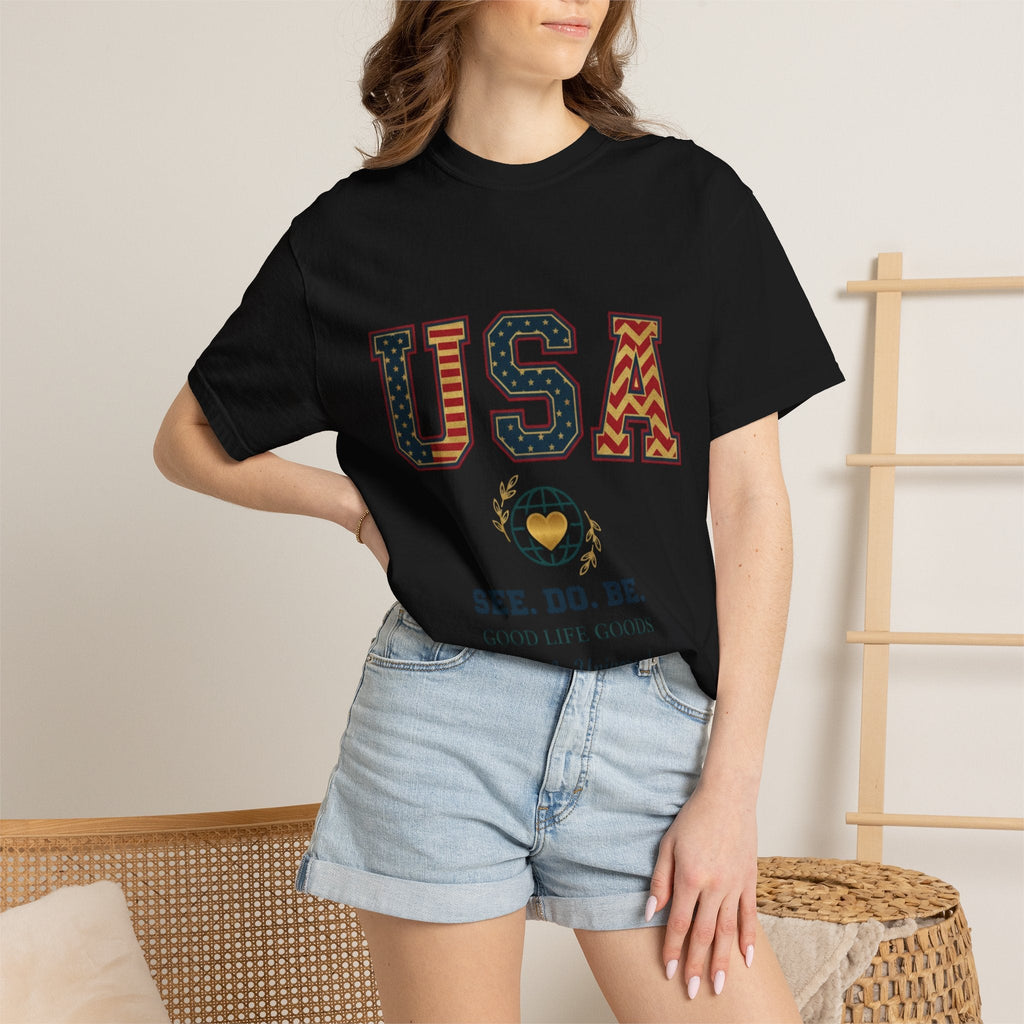 USA Graphic T-Shirt — SEE. DO. BE. Vintage Patriotic Tee - Good Life Goods