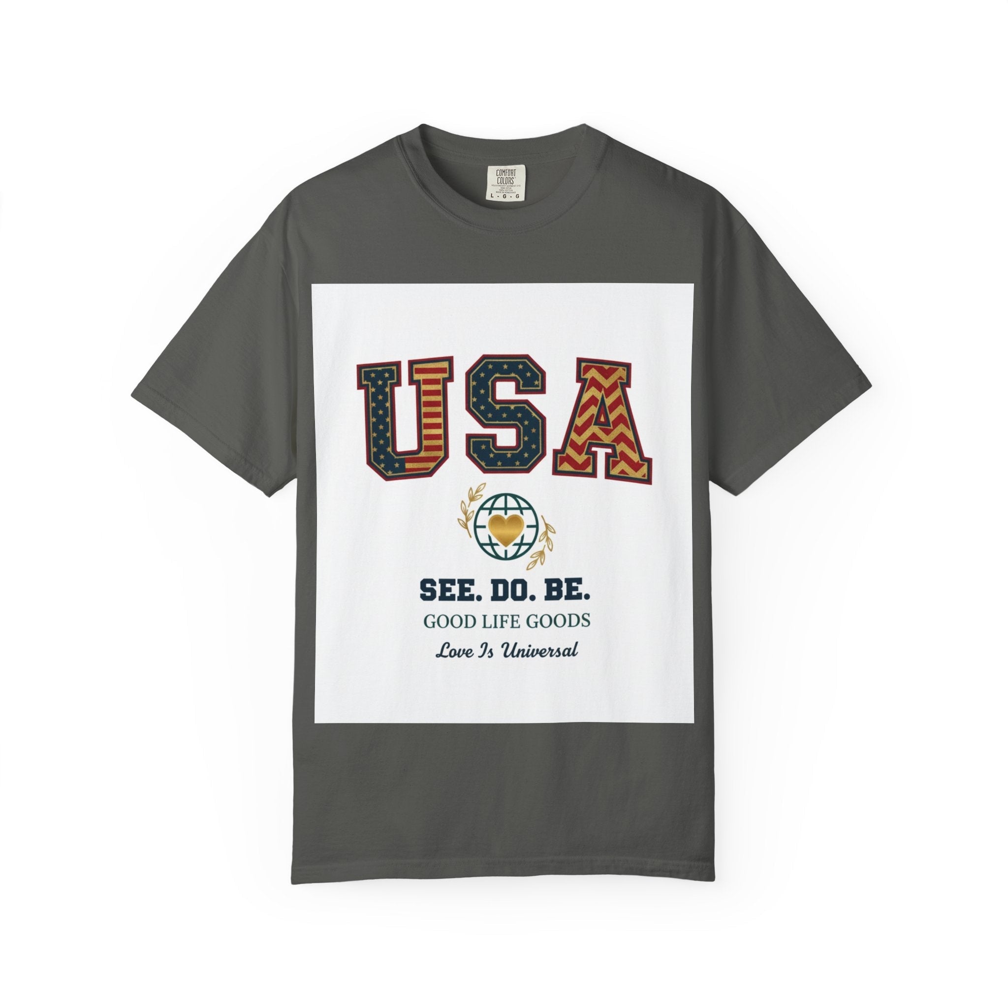 USA Graphic T-Shirt — SEE. DO. BE. Vintage Patriotic Tee - Good Life Goods