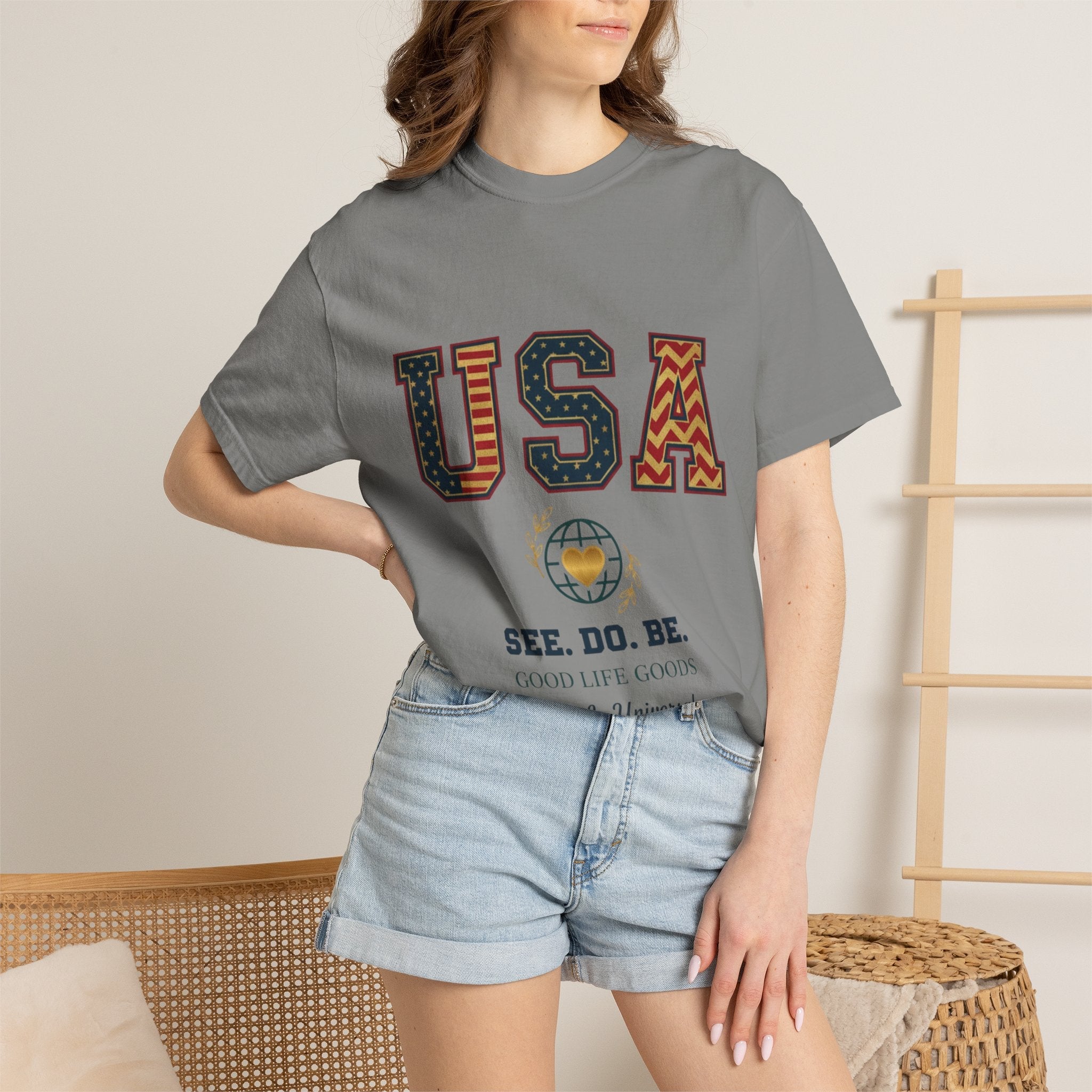 USA Graphic T-Shirt — SEE. DO. BE. Vintage Patriotic Tee - Good Life Goods