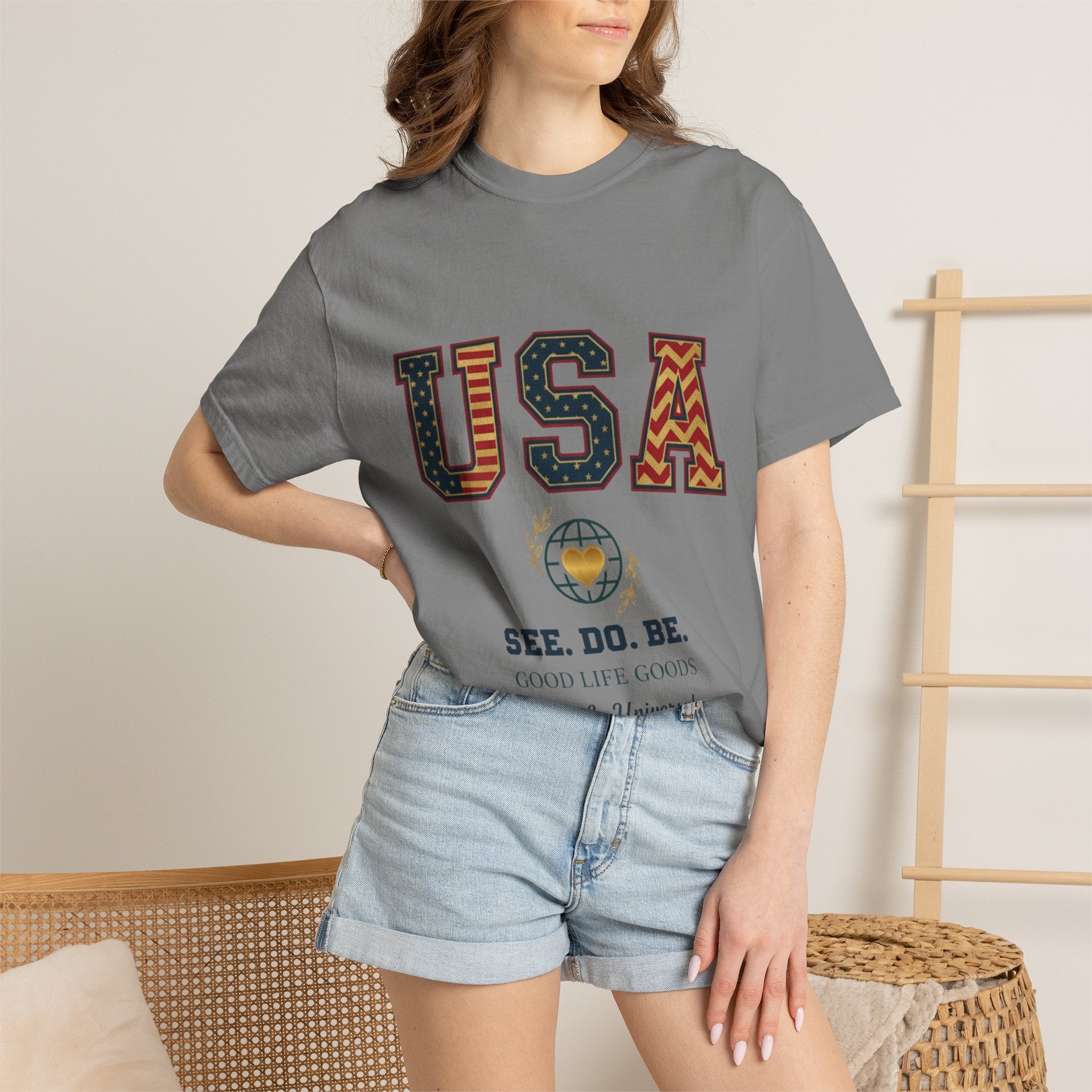 USA Graphic T-Shirt — SEE. DO. BE. Vintage Patriotic Tee - Good Life Goods