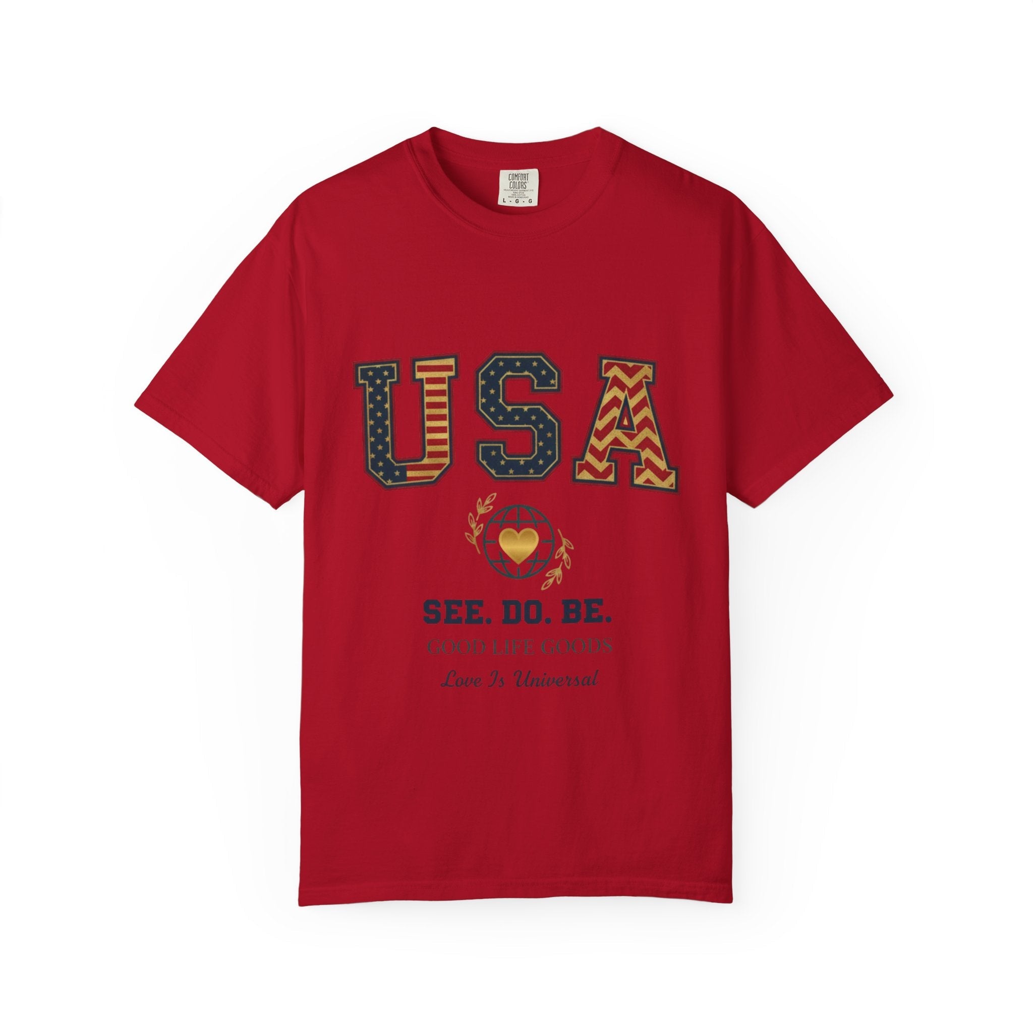 USA Graphic T-Shirt — SEE. DO. BE. Vintage Patriotic Tee - Good Life Goods