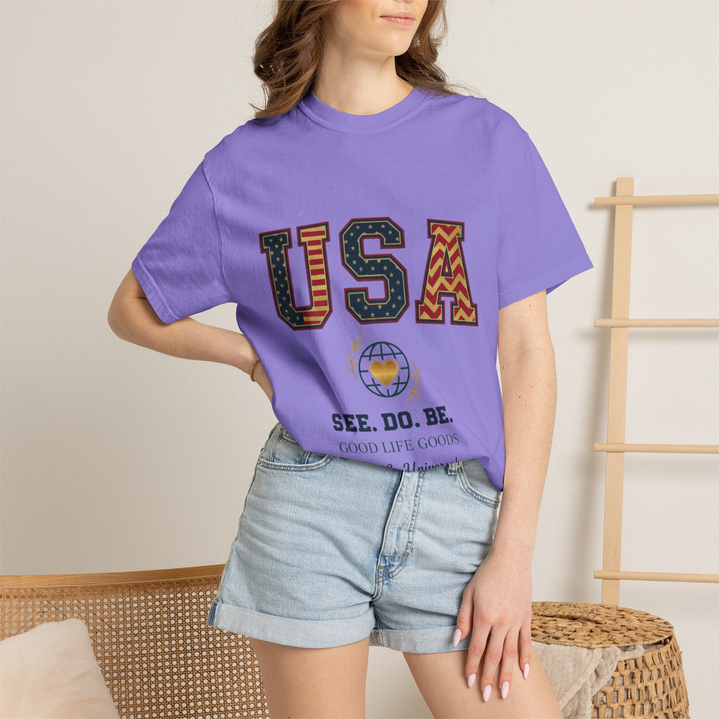 USA Graphic T-Shirt — SEE. DO. BE. Vintage Patriotic Tee - Good Life Goods