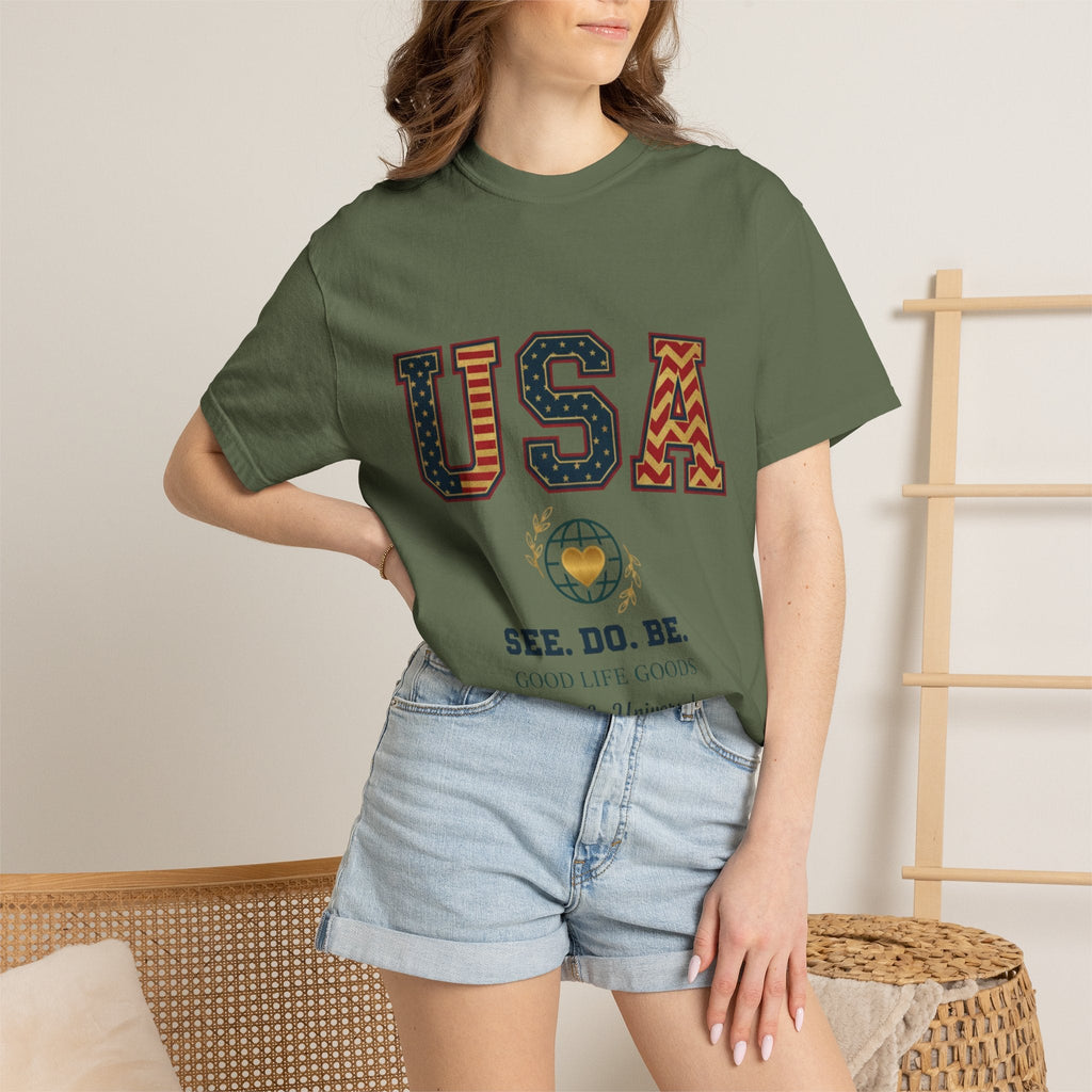 USA Graphic T-Shirt — SEE. DO. BE. Vintage Patriotic Tee - Good Life Goods