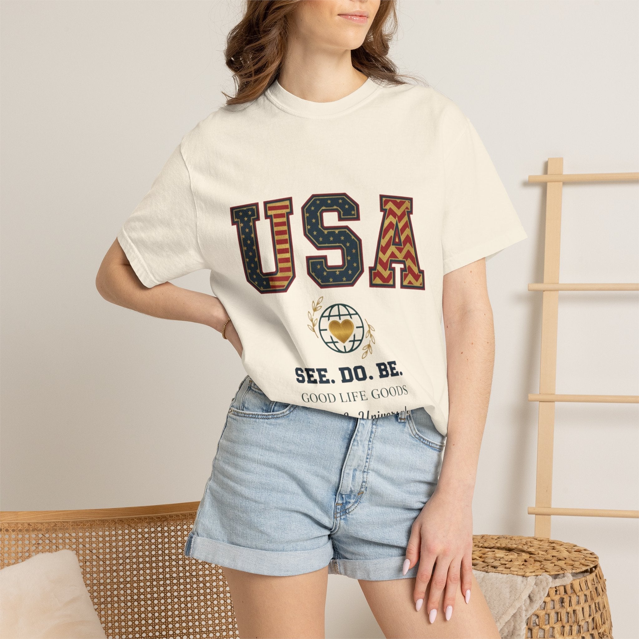 USA Graphic T-Shirt — SEE. DO. BE. Vintage Patriotic Tee - Good Life Goods