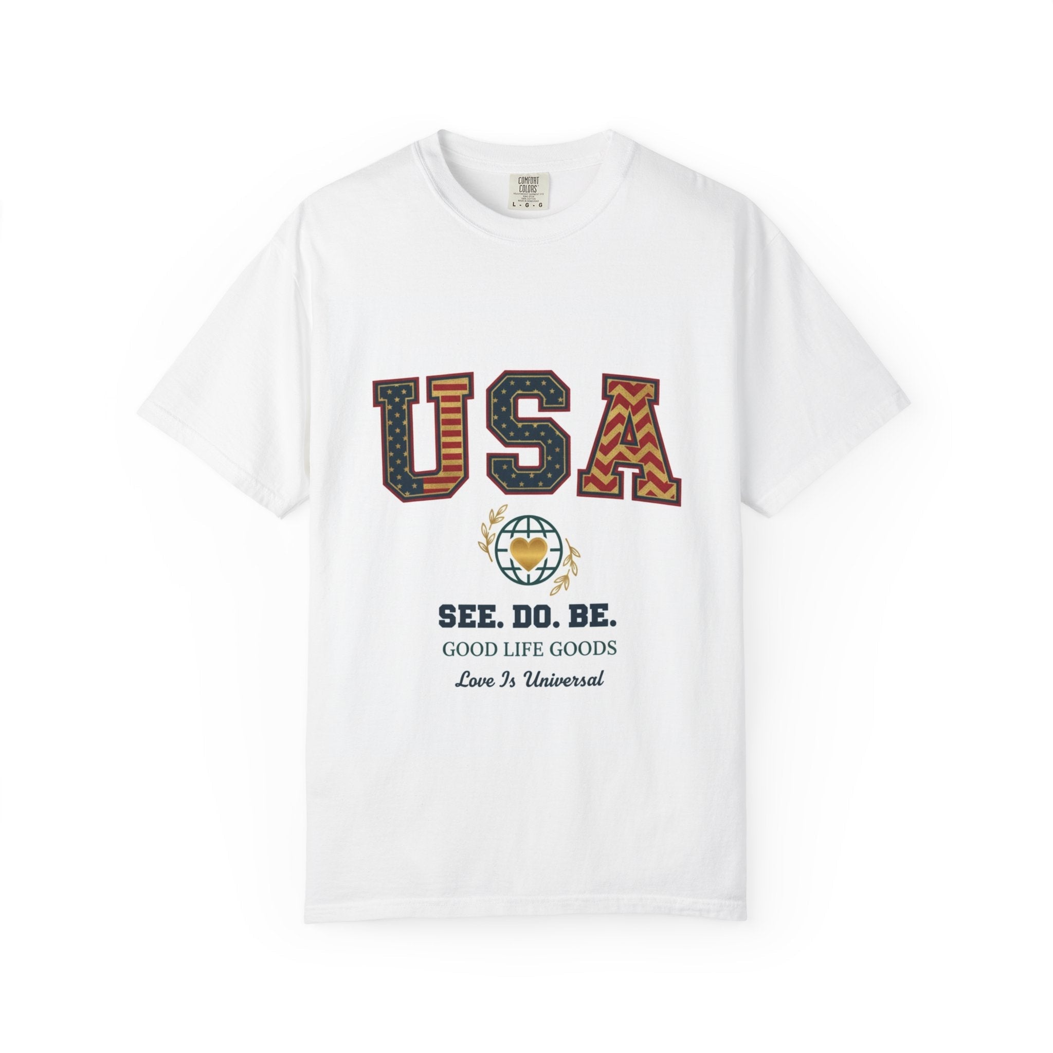 USA Graphic T-Shirt — SEE. DO. BE. Vintage Patriotic Tee - Good Life Goods