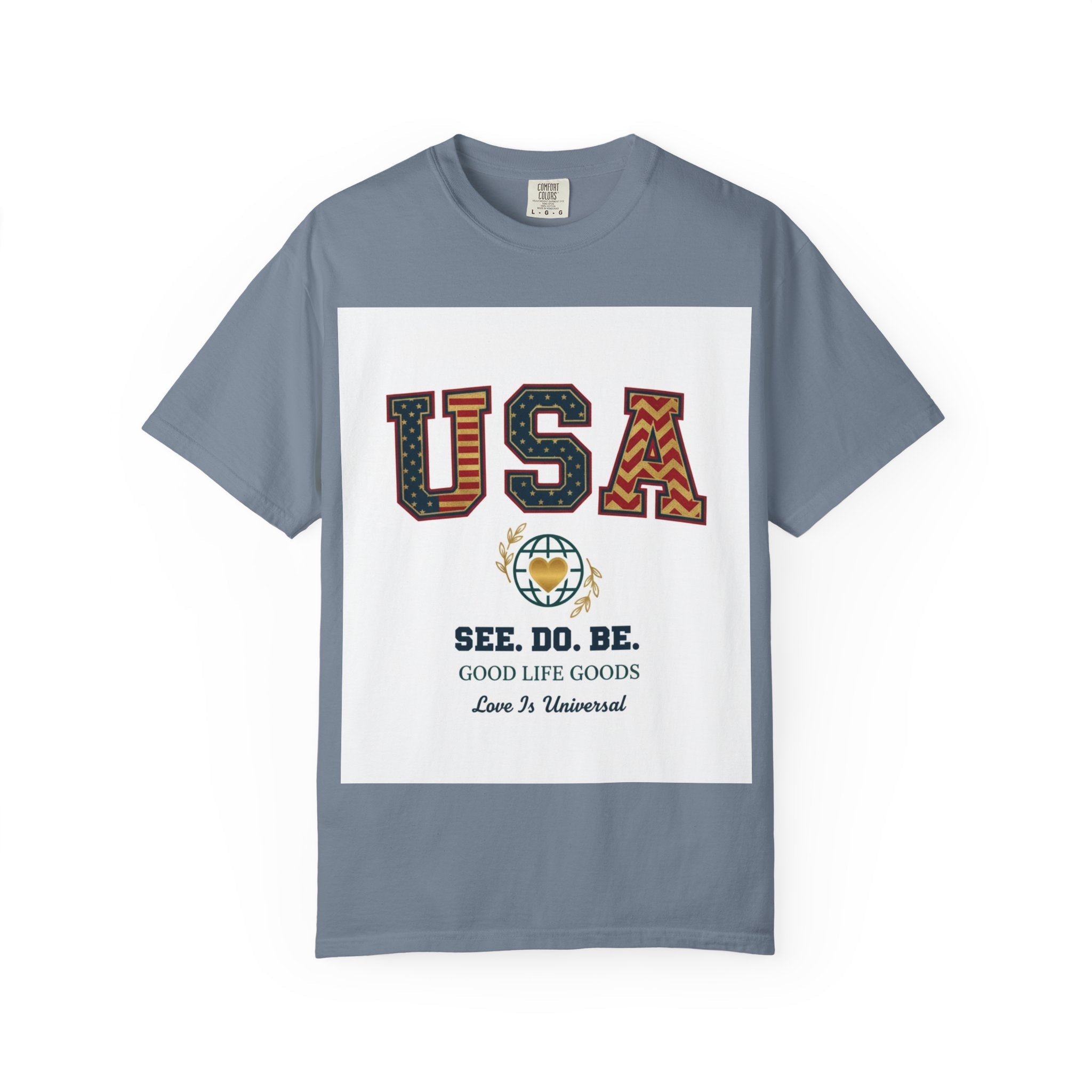 USA Graphic T-Shirt — SEE. DO. BE. Vintage Patriotic Tee - Good Life Goods