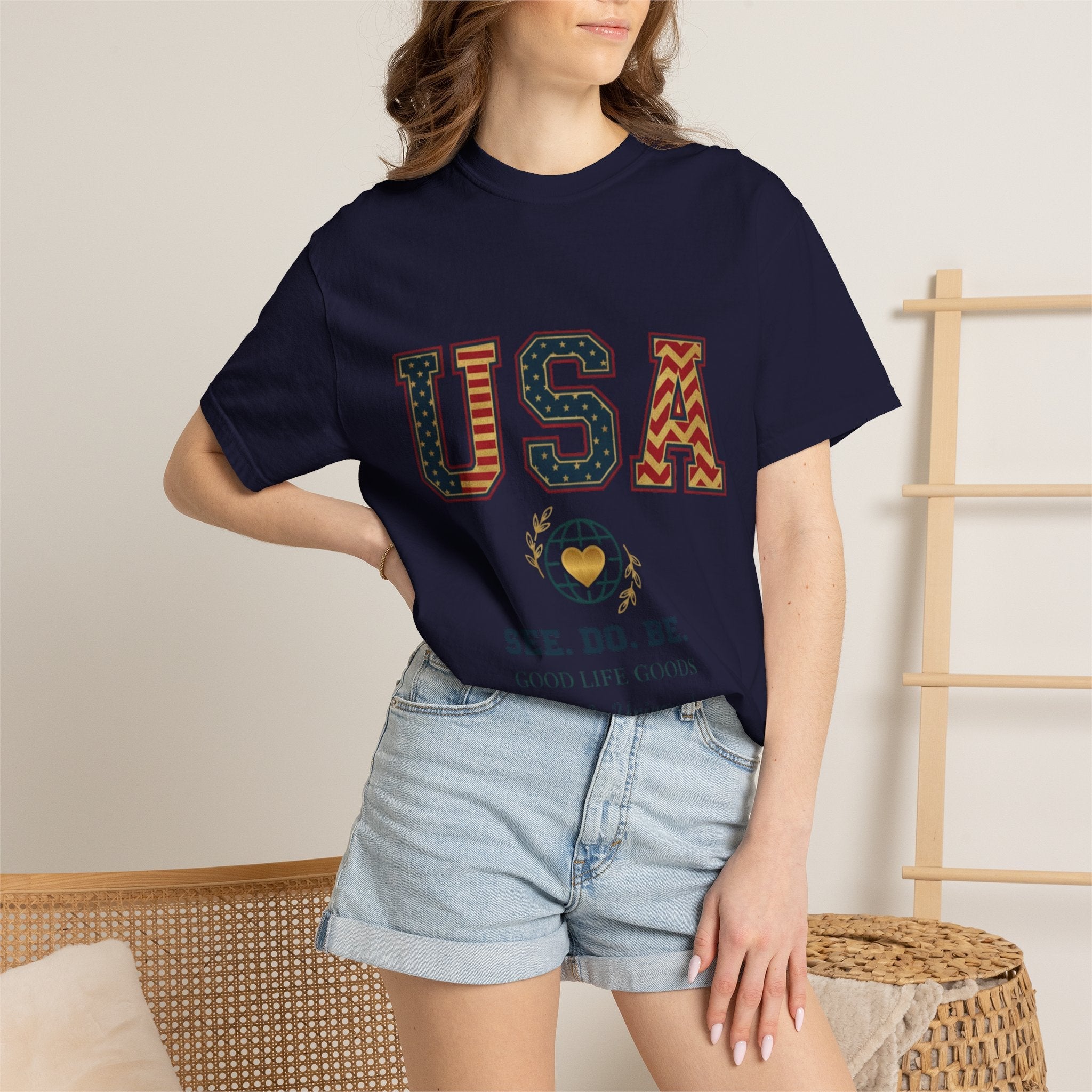 USA Graphic T-Shirt — SEE. DO. BE. Vintage Patriotic Tee - Good Life Goods