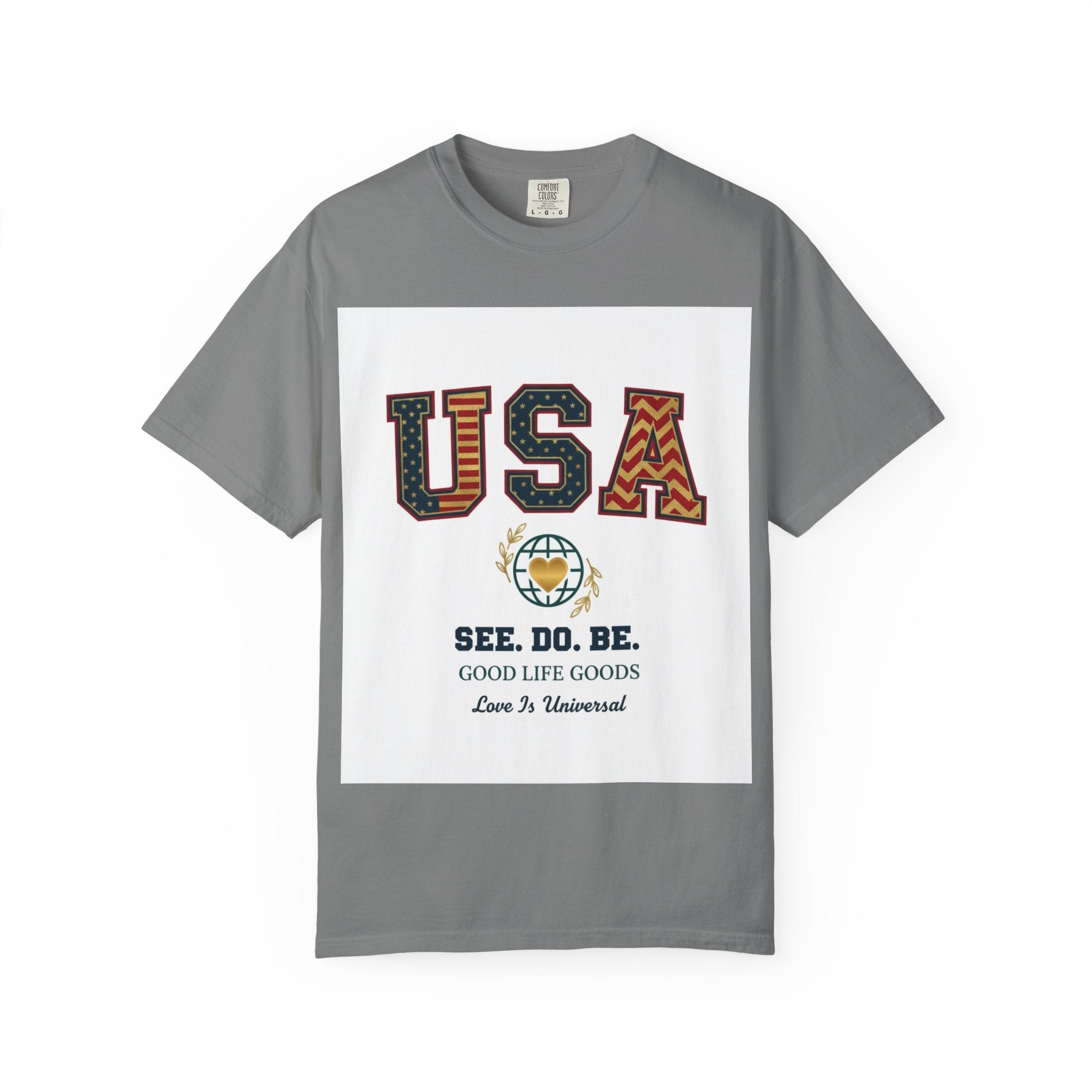 USA Graphic T-Shirt — SEE. DO. BE. Vintage Patriotic Tee - Good Life Goods