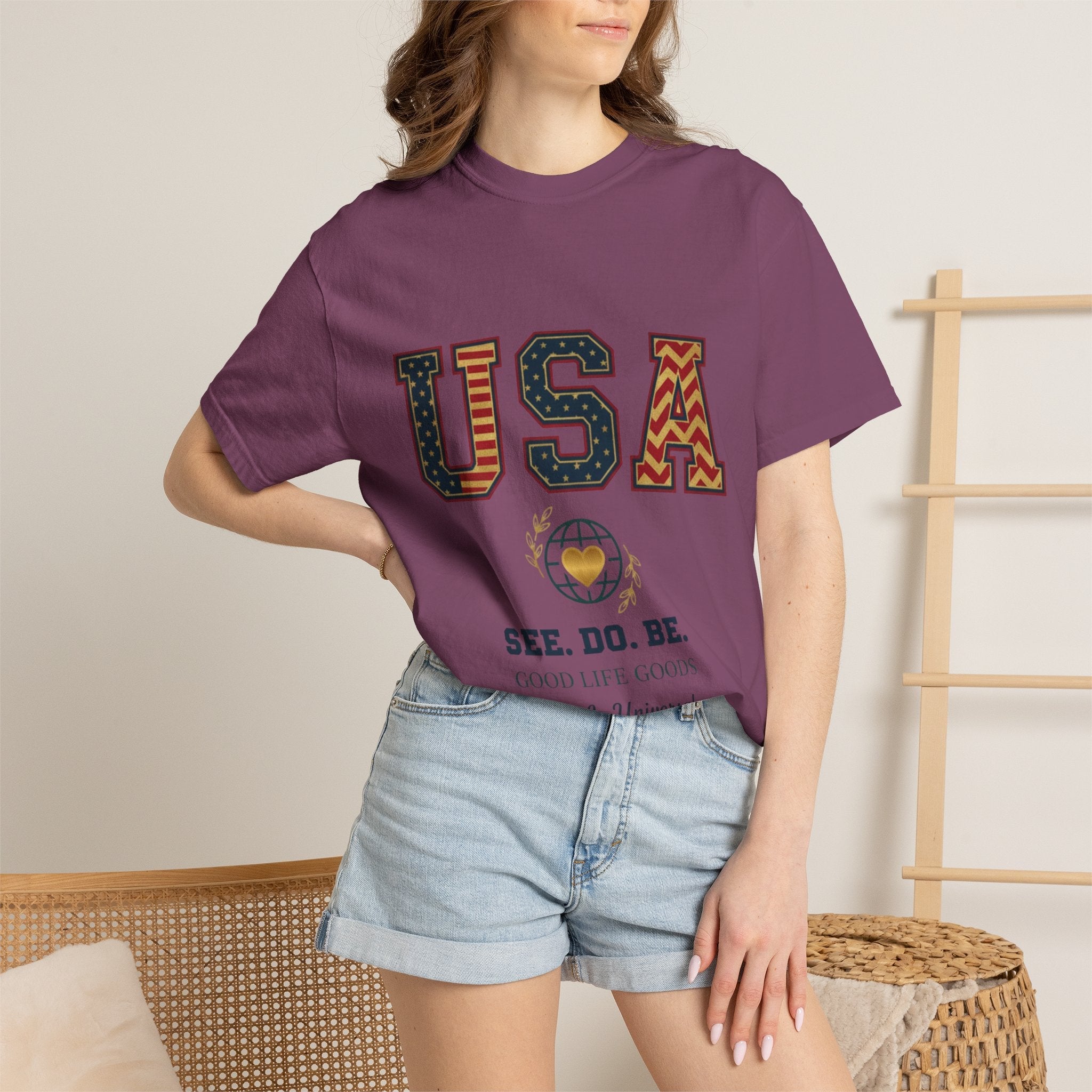 USA Graphic T-Shirt — SEE. DO. BE. Vintage Patriotic Tee - Good Life Goods