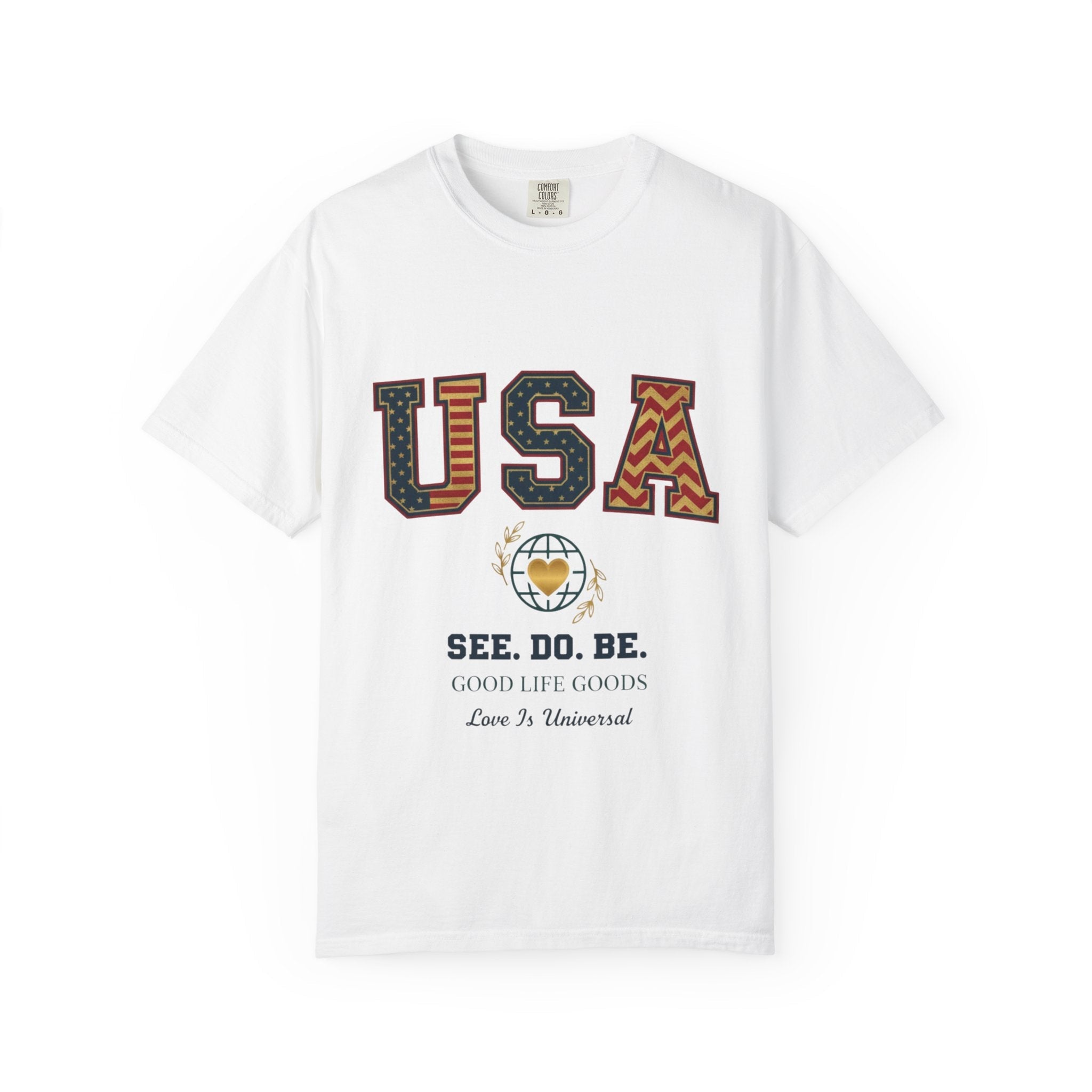 USA Graphic T-Shirt — SEE. DO. BE. Vintage Patriotic Tee - Good Life Goods