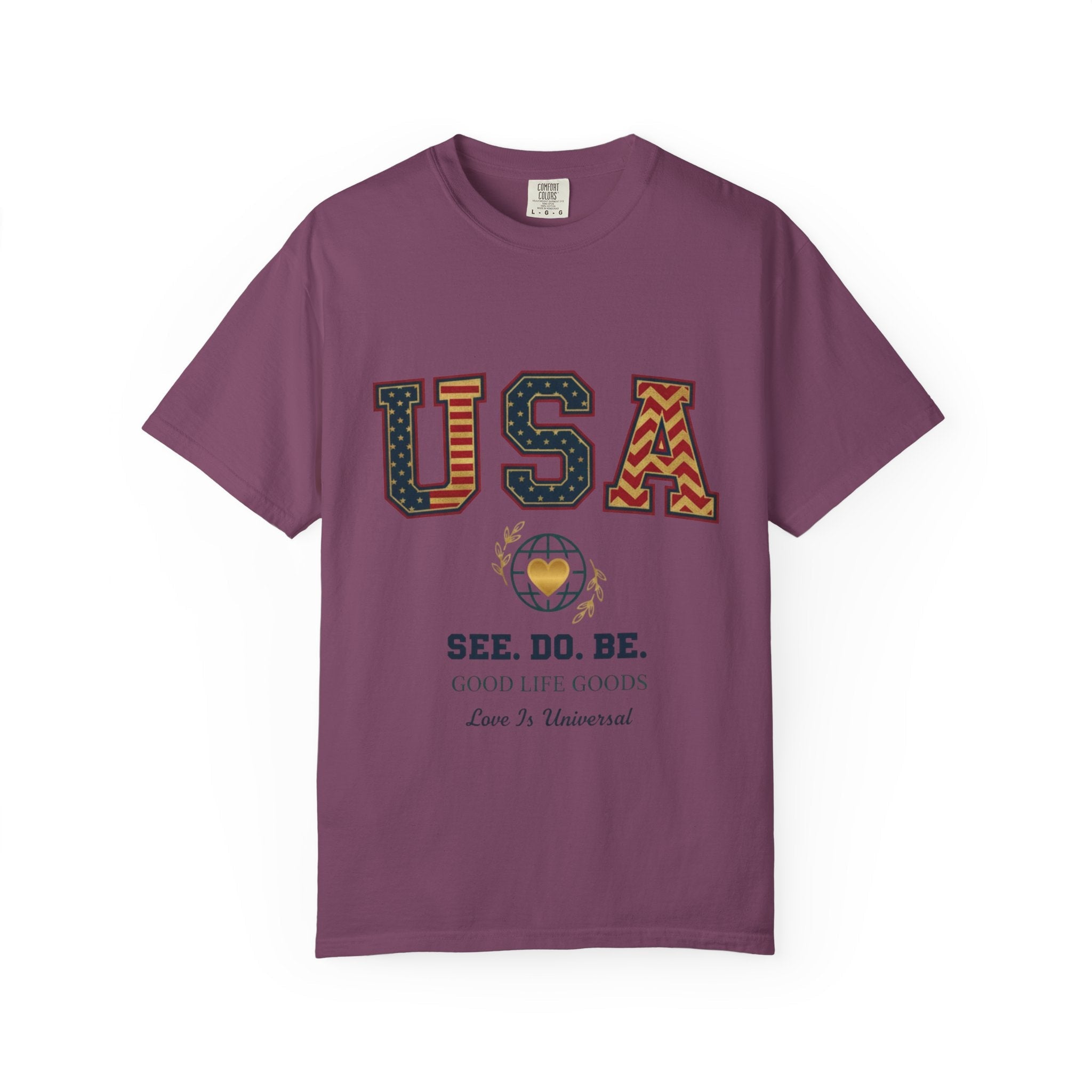 USA Graphic T-Shirt — SEE. DO. BE. Vintage Patriotic Tee - Good Life Goods