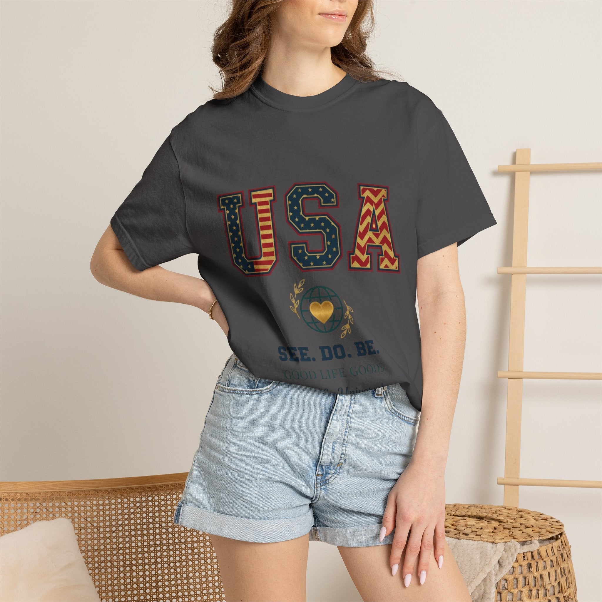 USA Graphic T-Shirt — SEE. DO. BE. Vintage Patriotic Tee - Good Life Goods