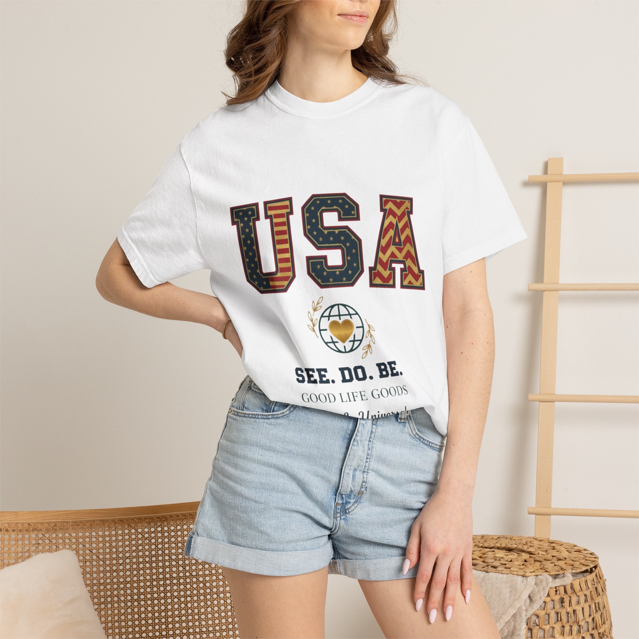 USA Graphic T-Shirt — SEE. DO. BE. Vintage Patriotic Tee - Good Life Goods