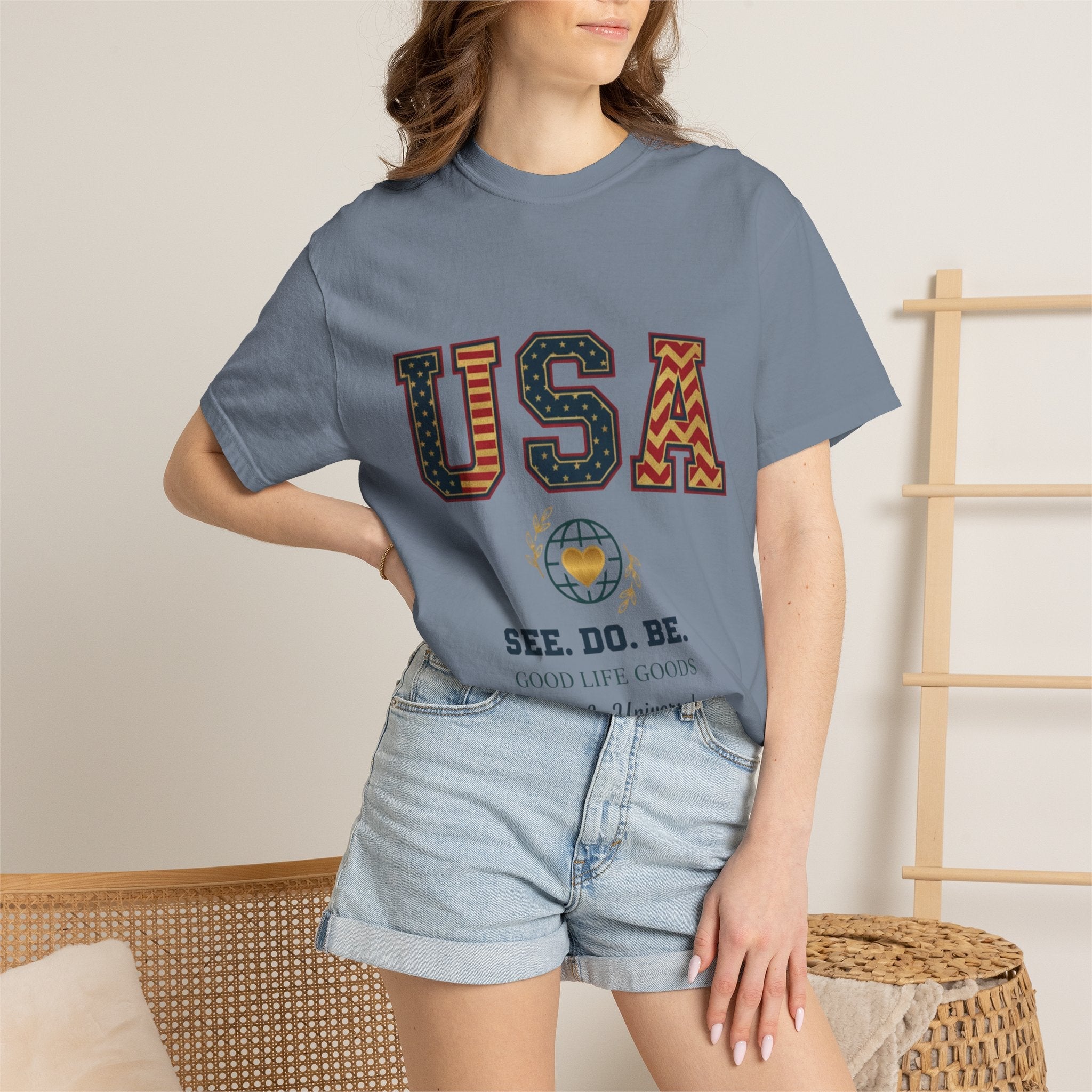 USA Graphic T-Shirt — SEE. DO. BE. Vintage Patriotic Tee - Good Life Goods