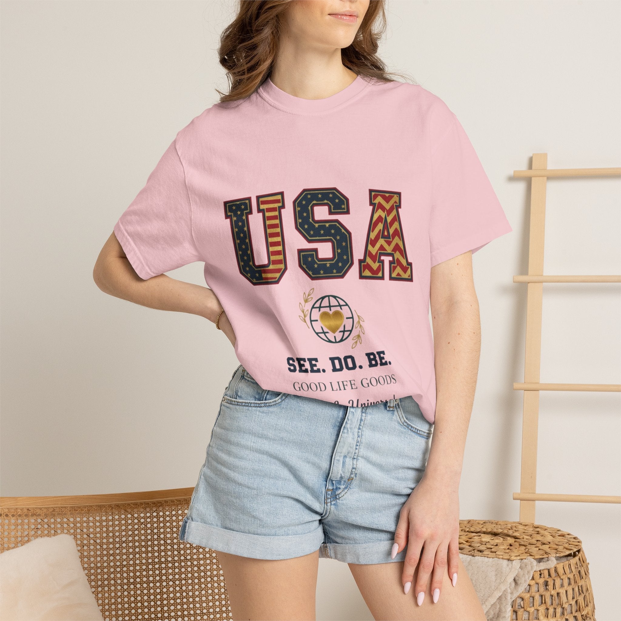 USA Graphic T-Shirt — SEE. DO. BE. Vintage Patriotic Tee - Good Life Goods