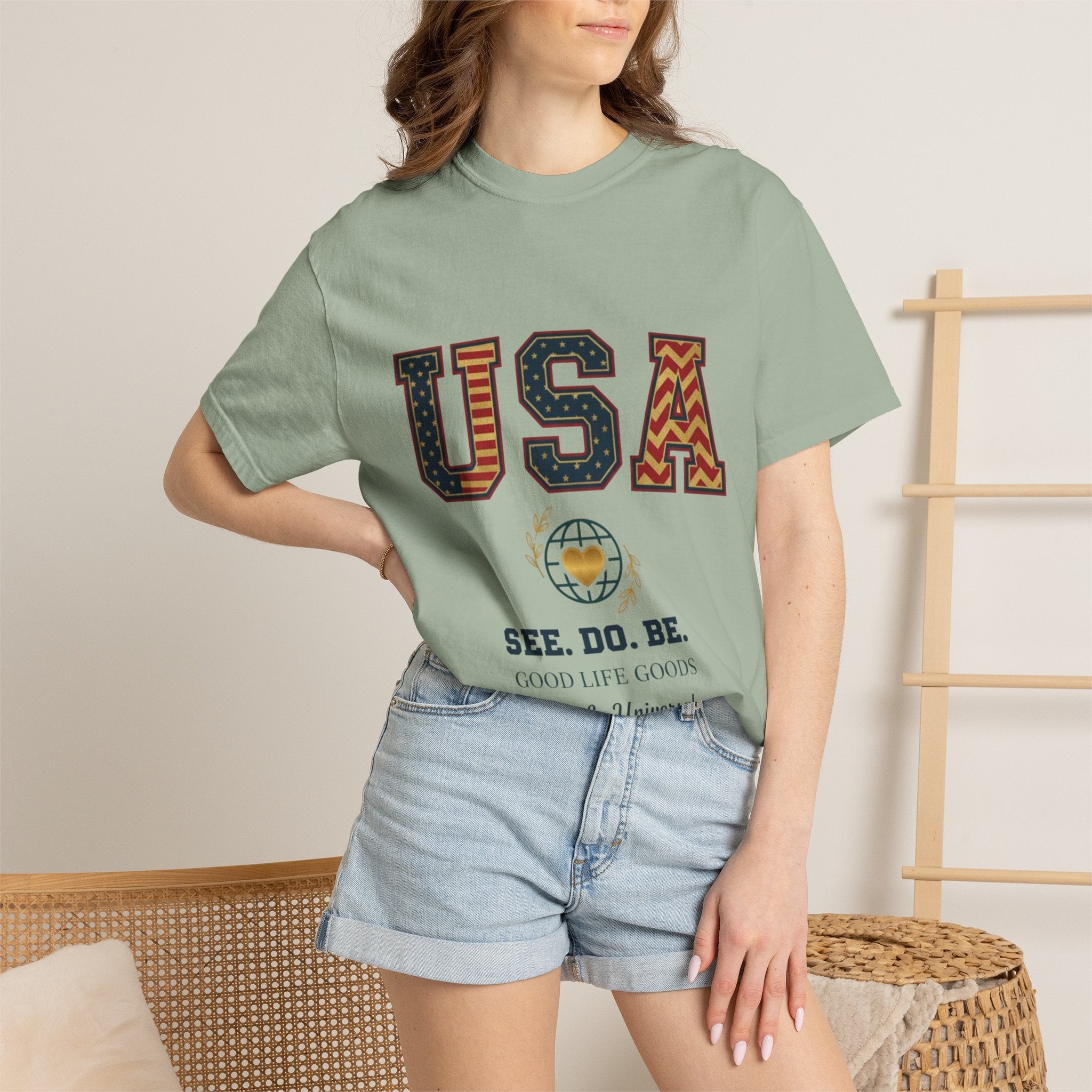 USA Graphic T-Shirt — SEE. DO. BE. Vintage Patriotic Tee - Good Life Goods