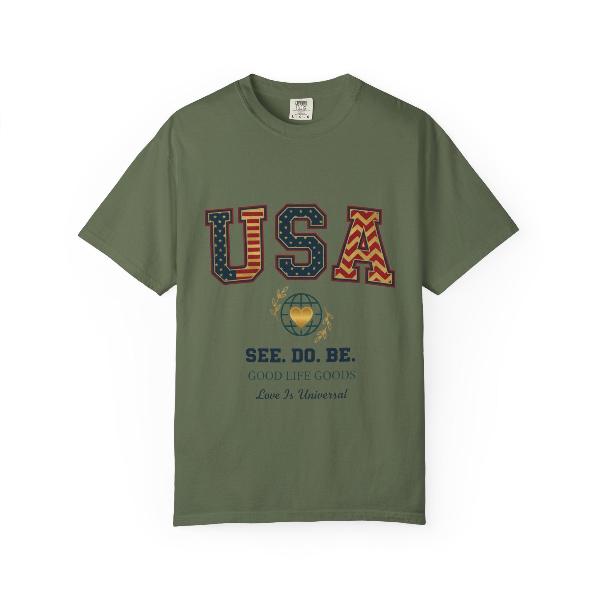 USA Graphic T-Shirt — SEE. DO. BE. Vintage Patriotic Tee - Good Life Goods