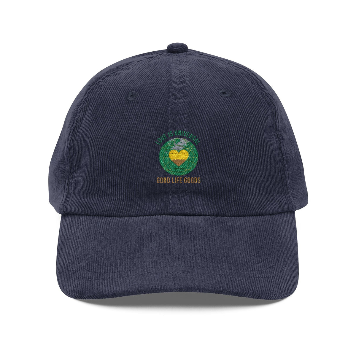 Vintage Corduroy Embroidered Cap – Green Heart Patch - Good Life Goods