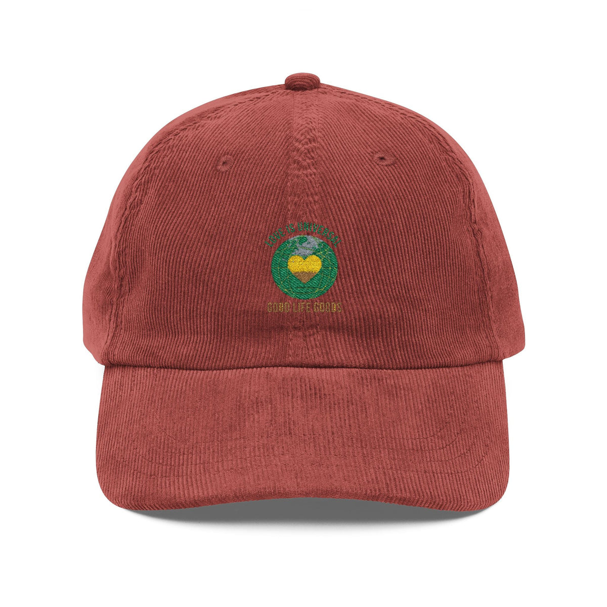 Vintage Corduroy Embroidered Cap – Green Heart Patch - Good Life Goods
