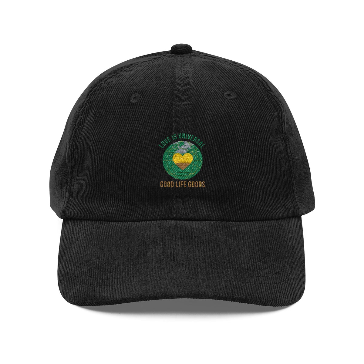 Vintage Corduroy Embroidered Cap – Green Heart Patch - Good Life Goods