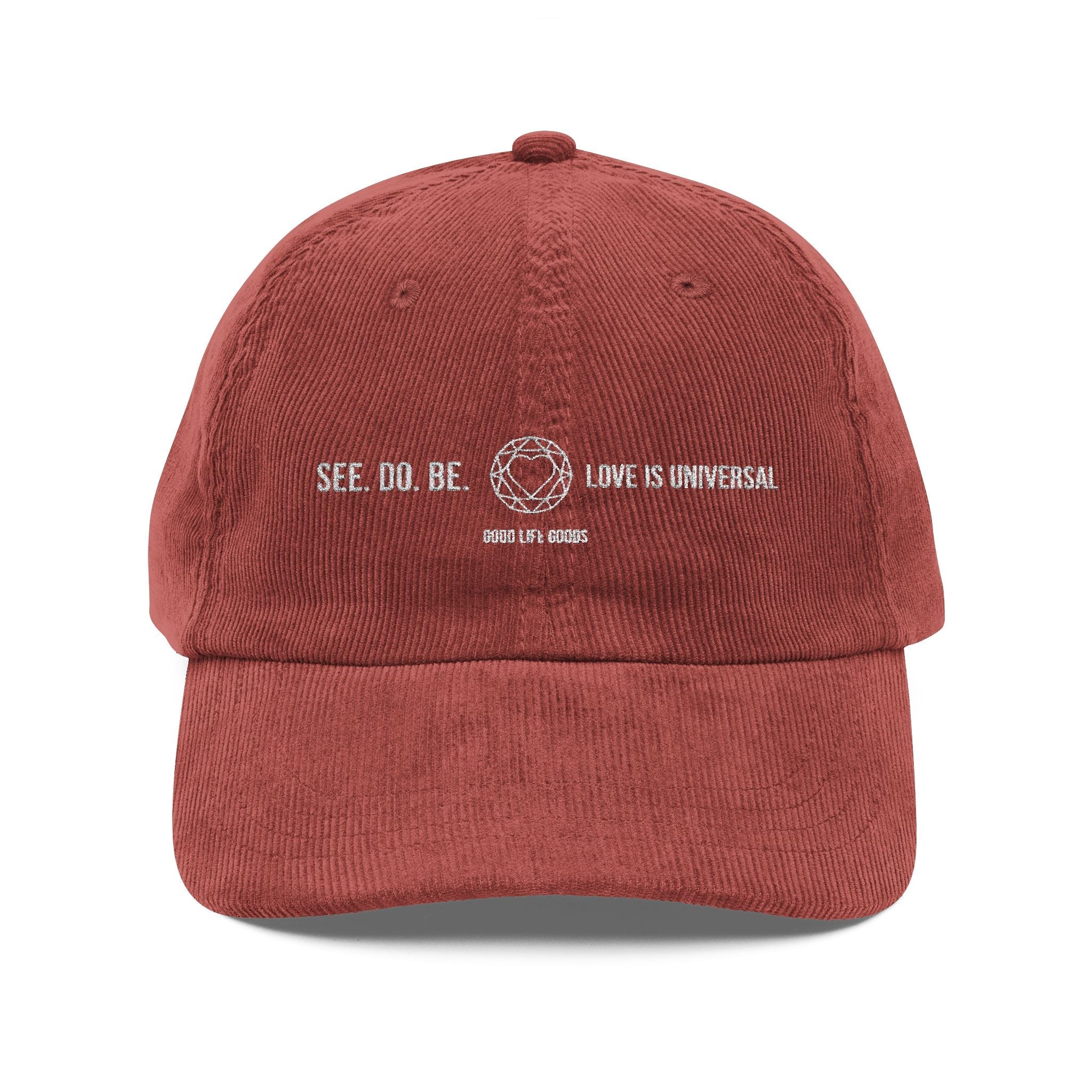 Vintage Corduroy Embroidered Cap — 'SEE. DO. BE.' Retro Baseball Hat - Good Life Goods