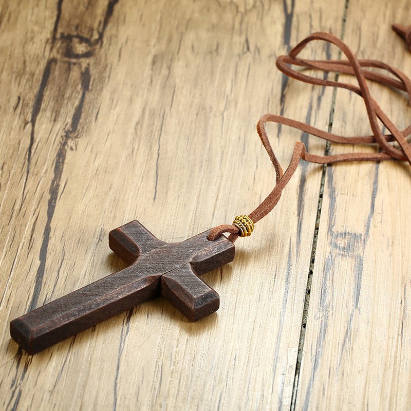 Vintage Wood Cross Necklace - Good Life Goods