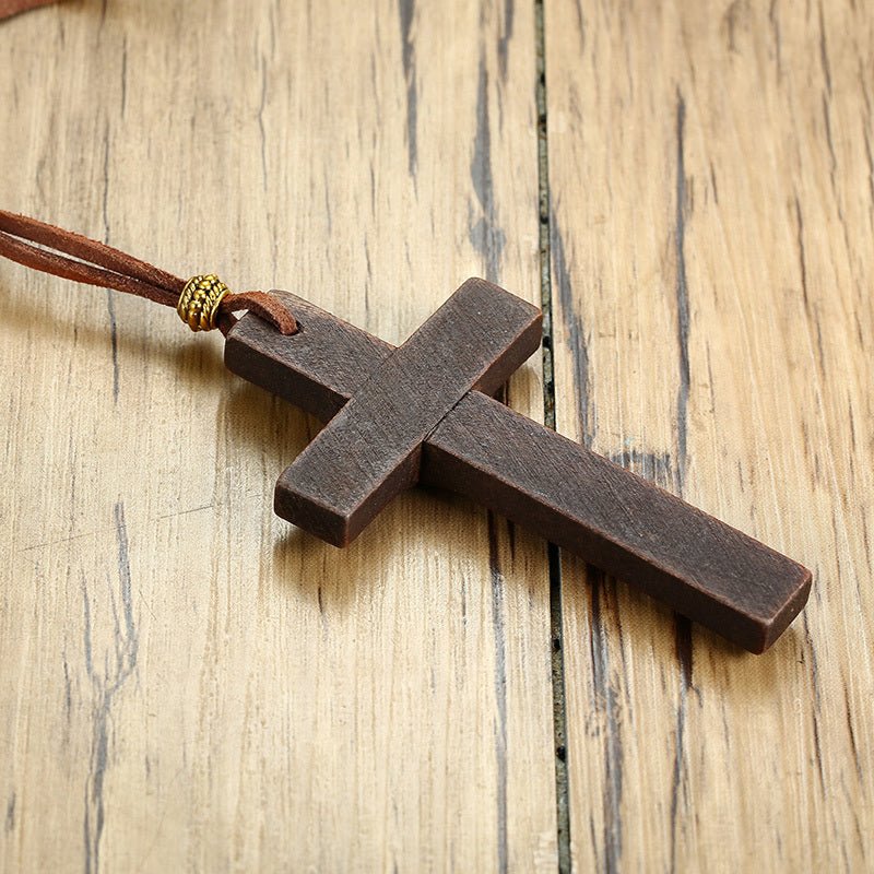 Vintage Wood Cross Necklace - Good Life Goods