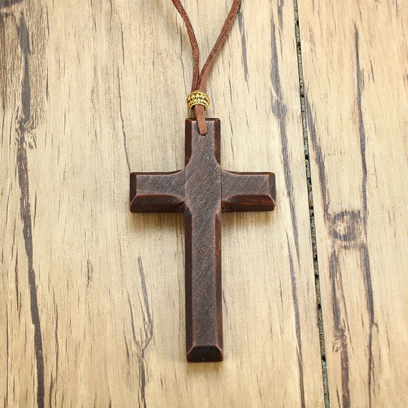 Vintage Wood Cross Necklace - Good Life Goods