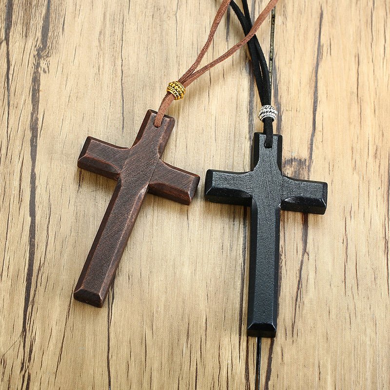 Vintage Wood Cross Necklace - Good Life Goods