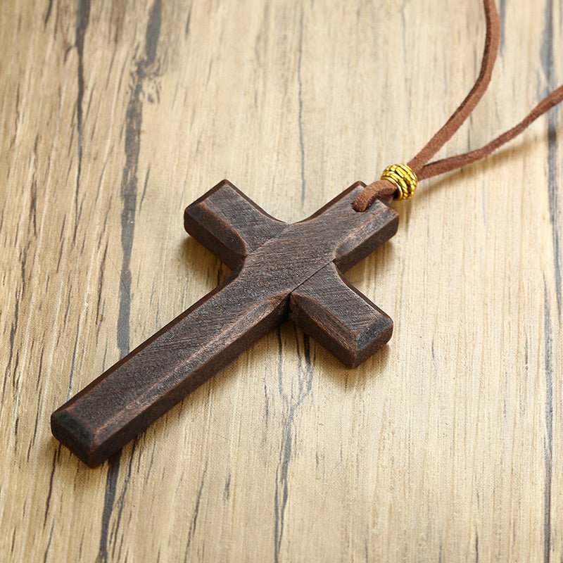 Vintage Wood Cross Necklace - Good Life Goods